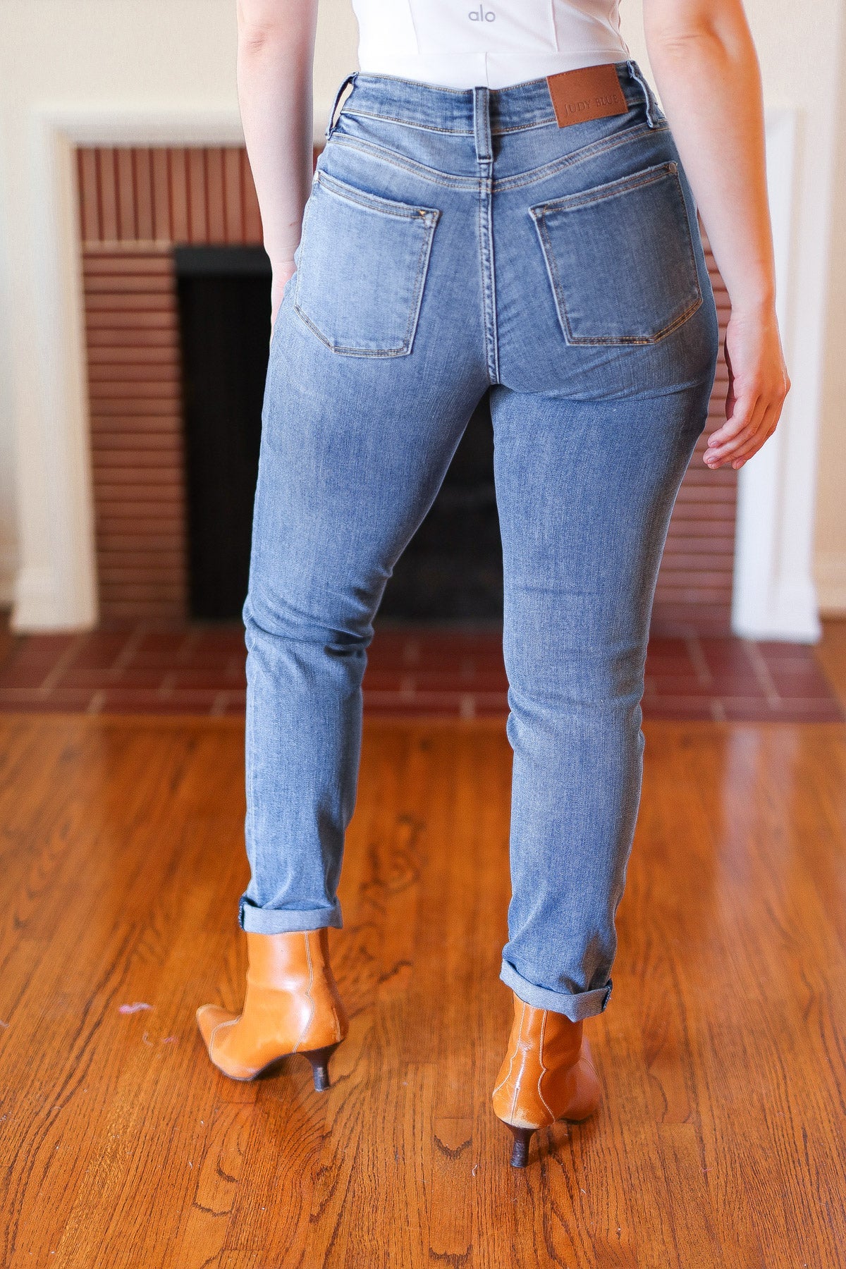 Mid Rise Slim Fit Medium Wash Cuffed Judy Blue Jeans