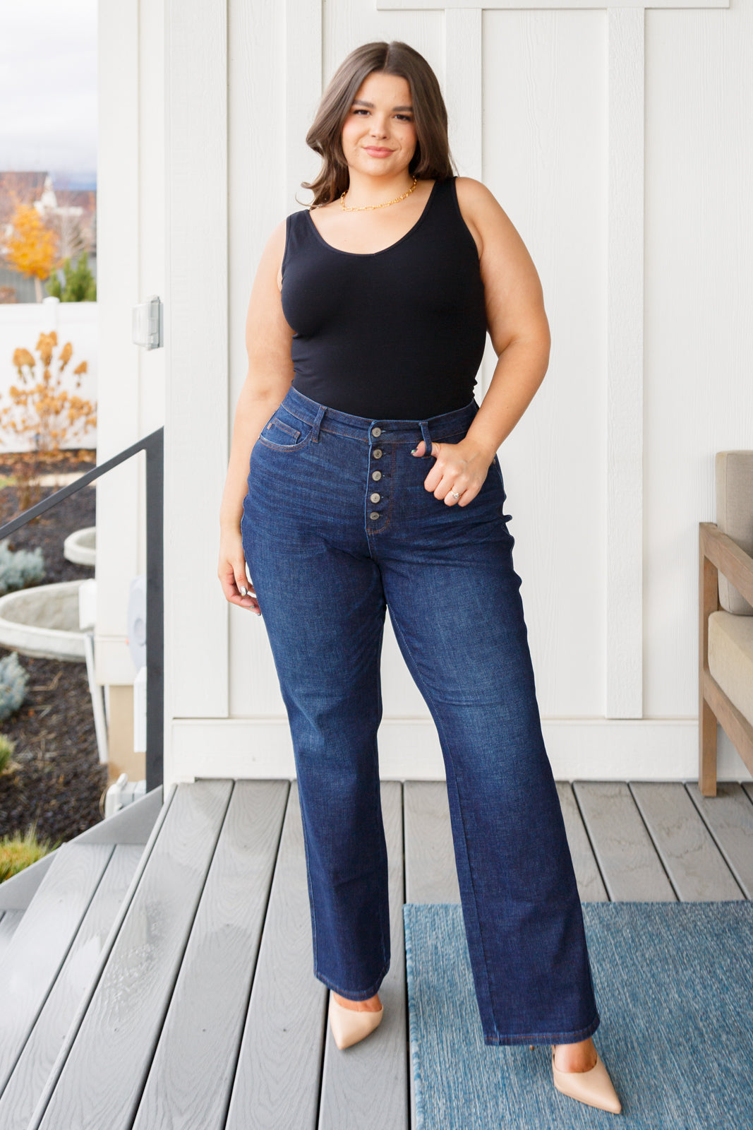 High Rise Button-Fly Straight Judy Blue Jeans