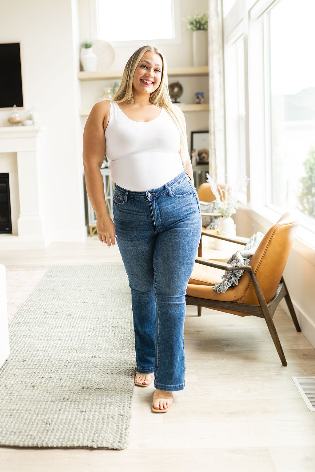 High Rise Tummy Control Slit Hem Bootcut Judy Blue Jeans