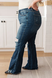 High Rise Tummy Control Distressed Flare Judy Blue  Jeans