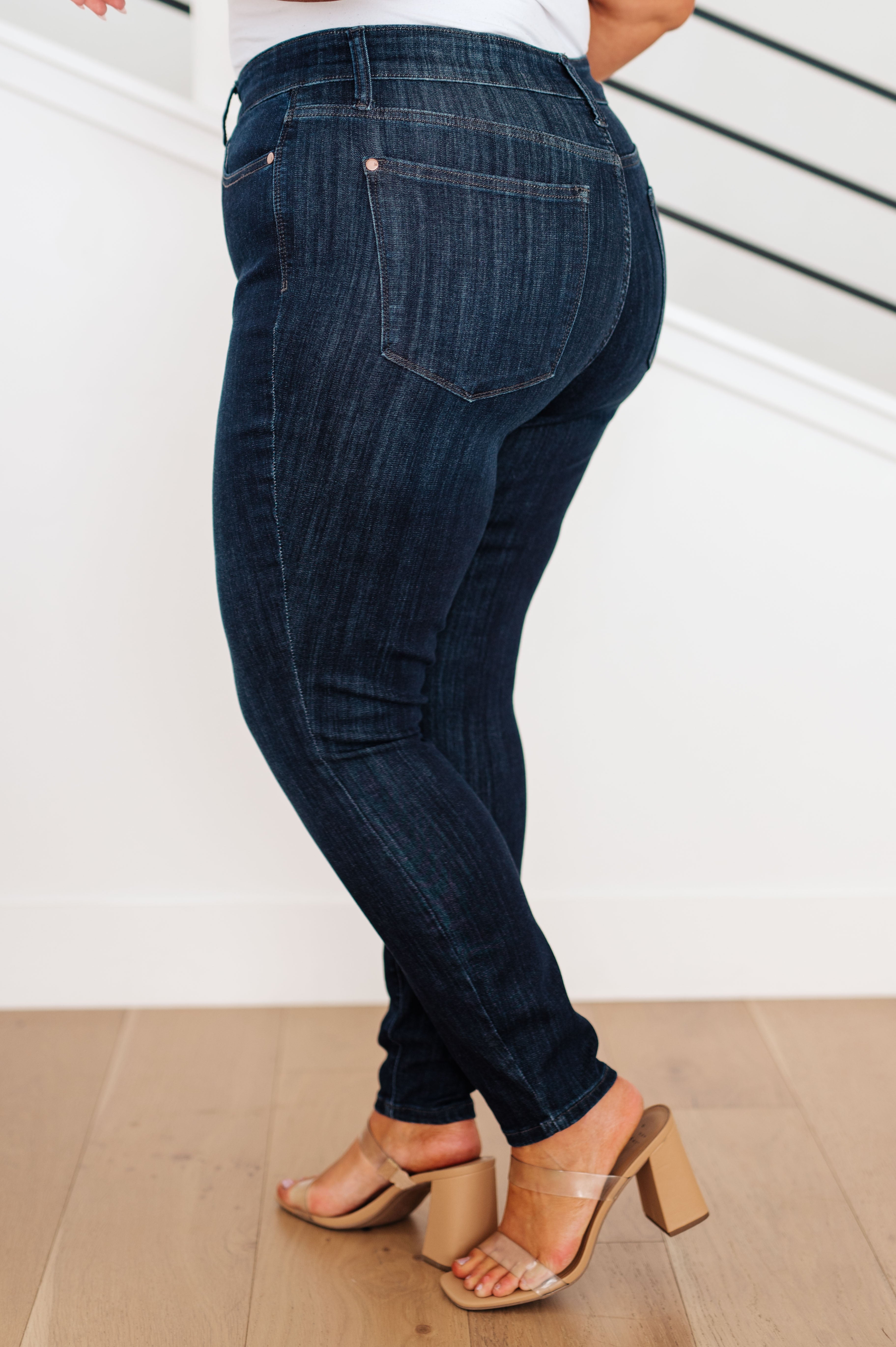High Waist Hand Sanded Resin Skinny Judy Blue Jeans