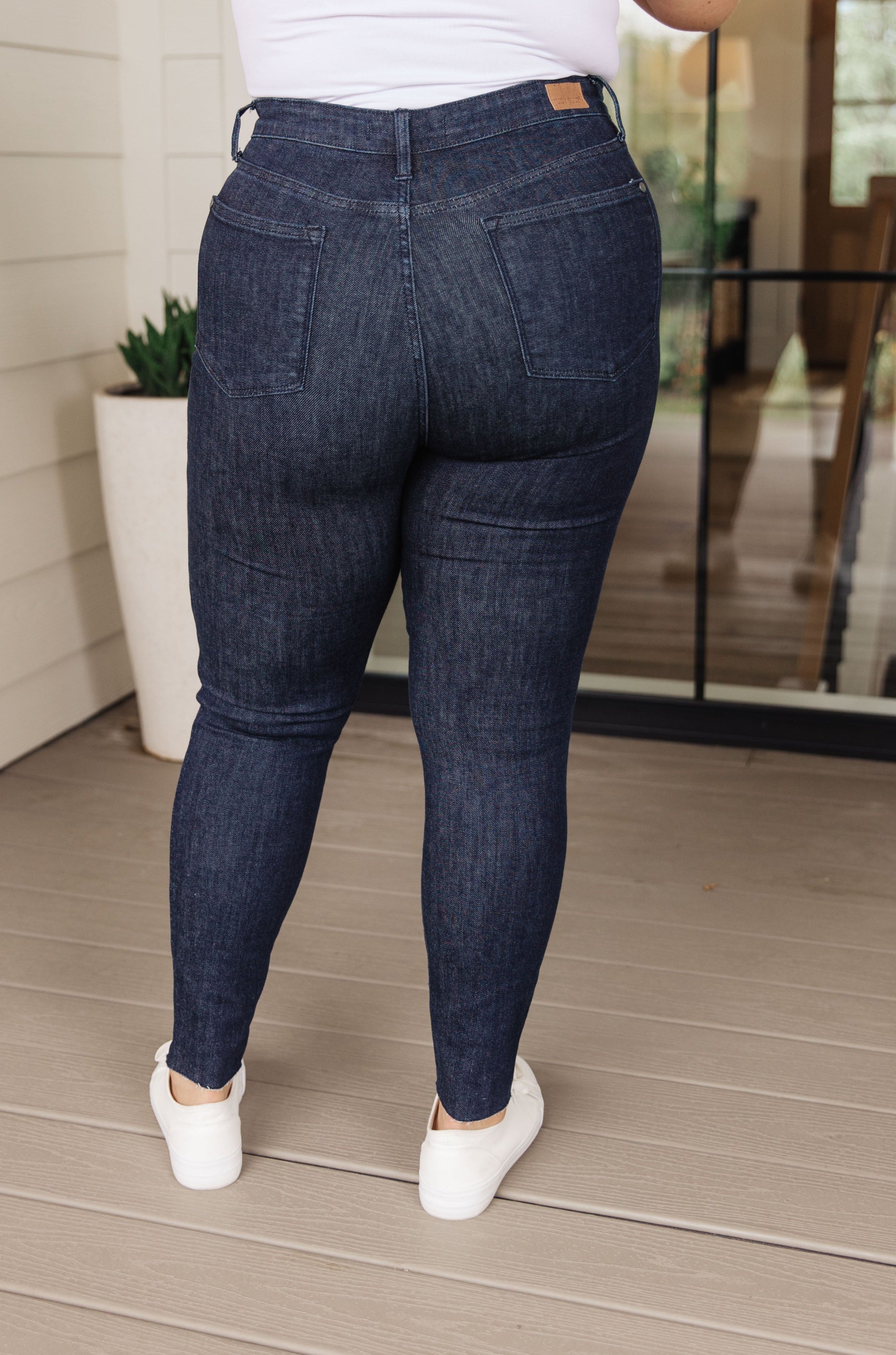 High Rise Dark Wash Tummy Control Judy Blue Skinny Jeans