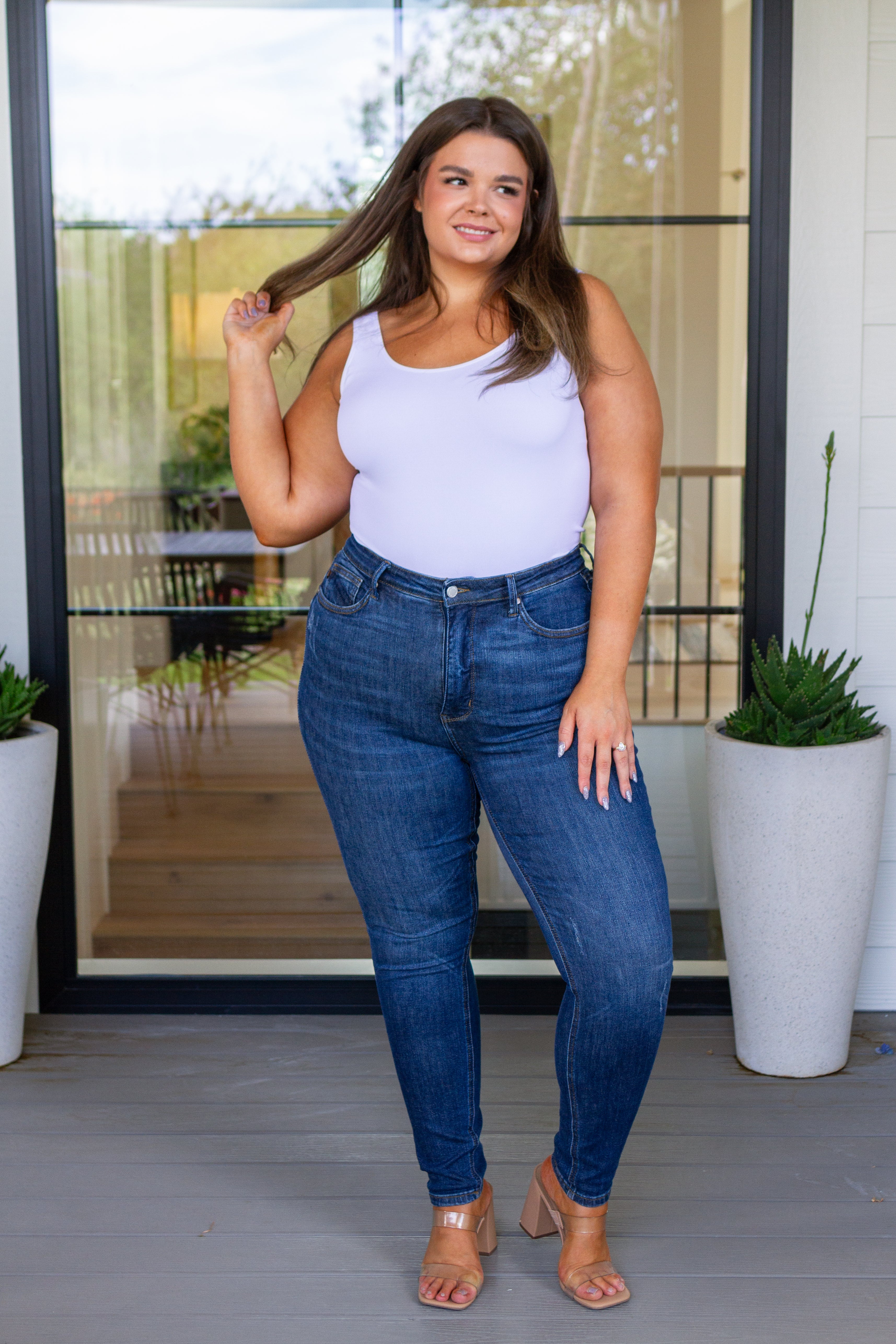 High Rise No Holes Tummy Control Skinny Judy Blue Jeans