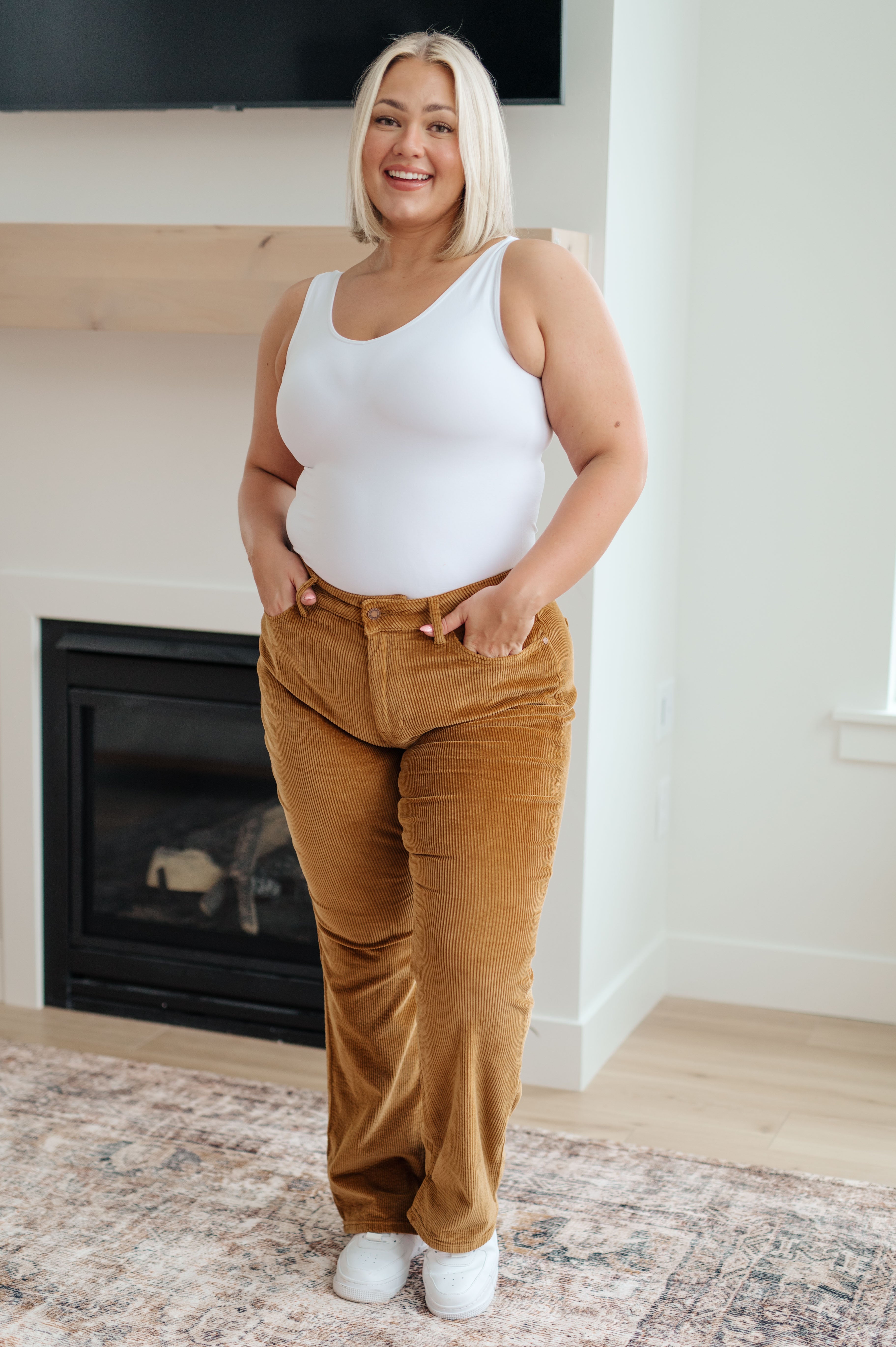 Bootcut Corduroy Judy Blue Pants in Camel