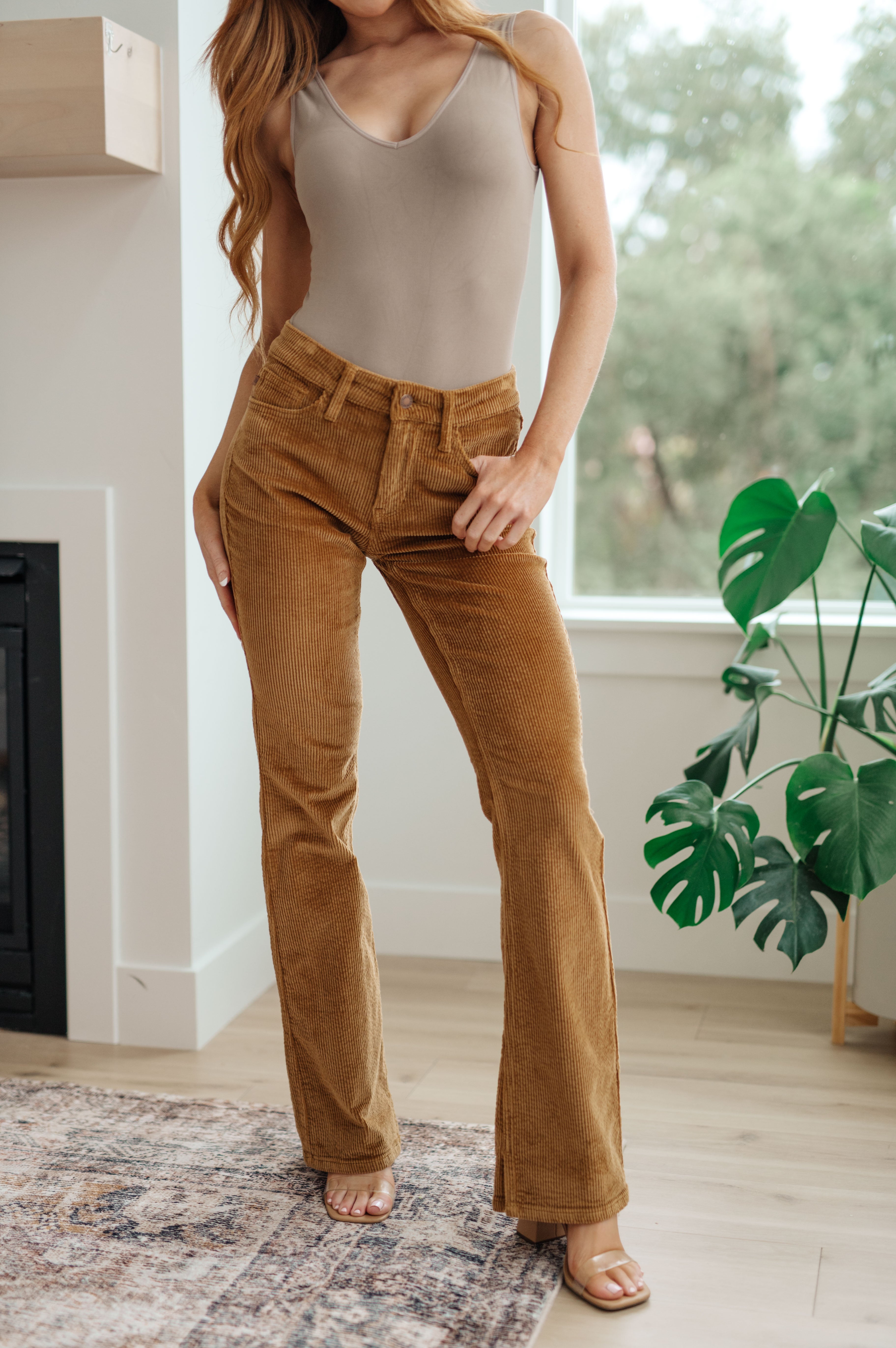 Bootcut Corduroy Judy Blue Pants in Camel