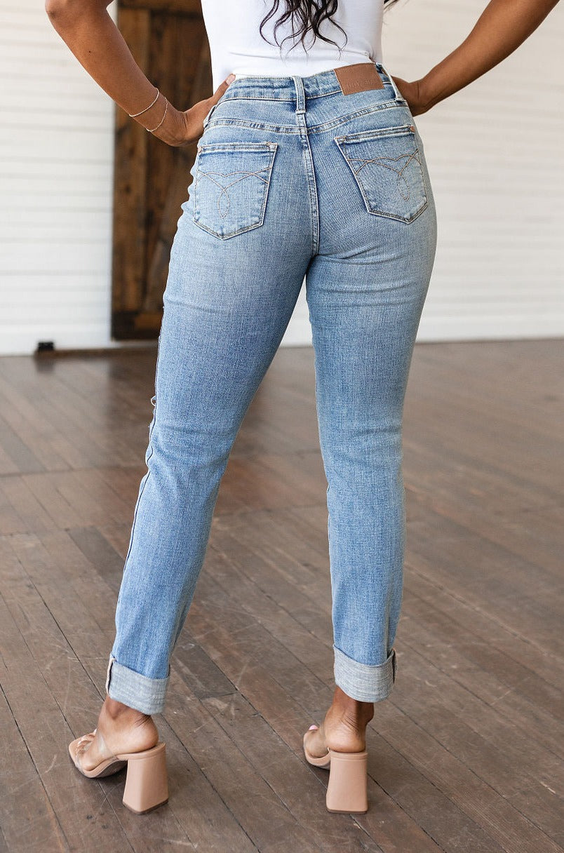 Mid Rise Distressed Boyfriend Judy Blue Jeans
