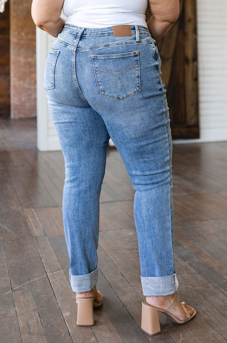 Mid Rise Distressed Boyfriend Judy Blue Jeans