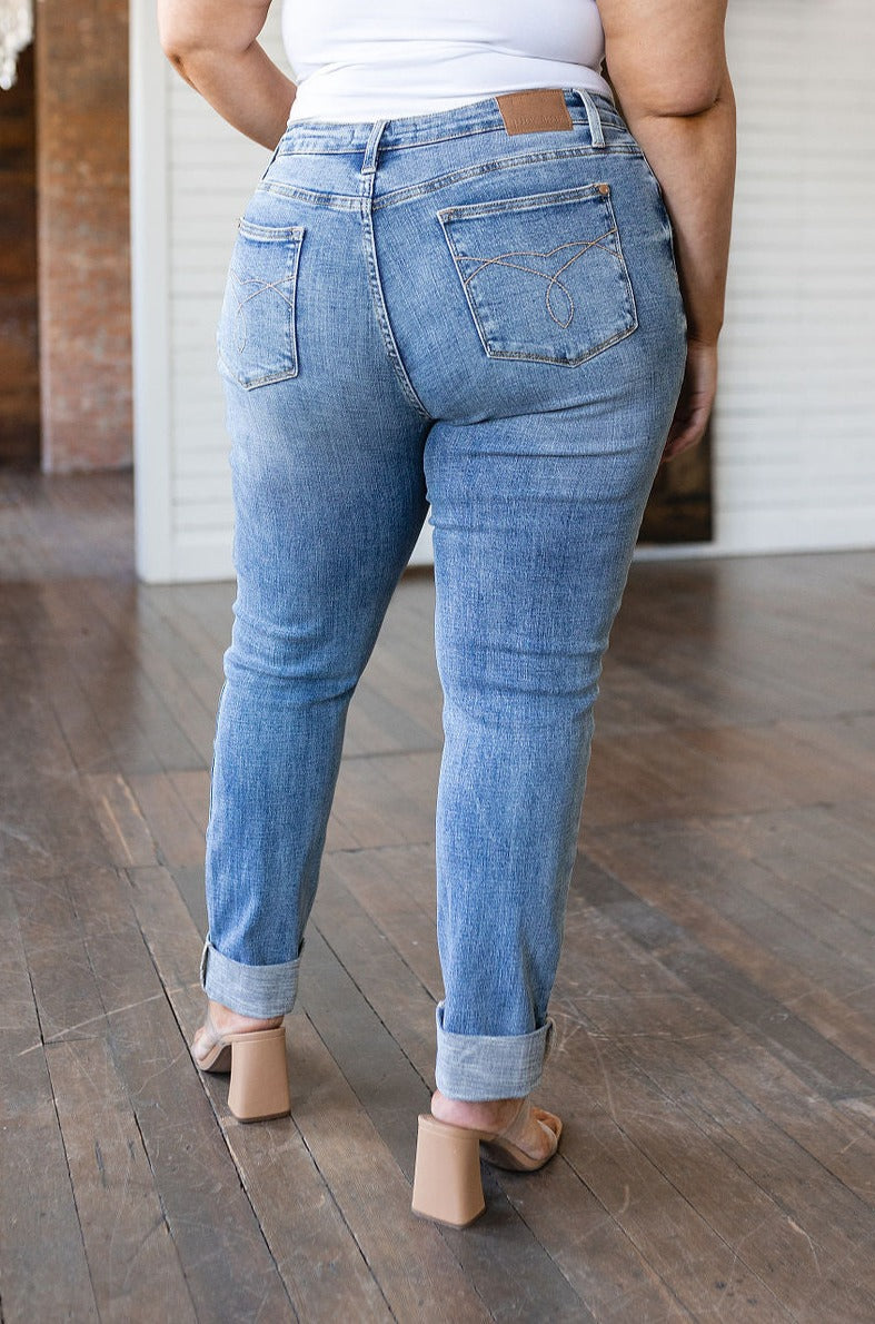Mid Rise Distressed Boyfriend Judy Blue Jeans