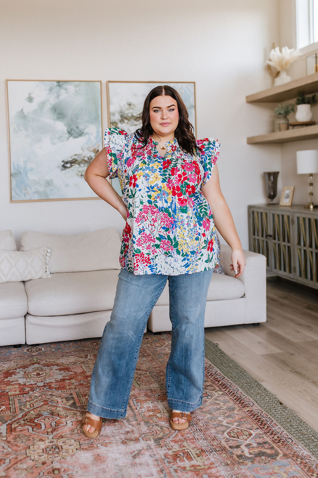 Katrina High Waist Distressed Denim Judy Blue Flare Trousers