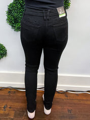 Mid Rise WannaBettaButt Non Distressed Tummy Control Skinny by RFM - Black