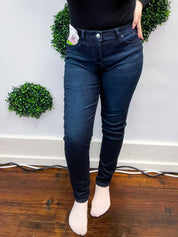 Mid Rise WannaBettaButt Non Distressed Tummy Control Skinny  by RFM - Super Dark Wash *FINAL SALE*