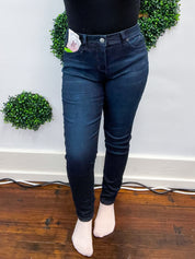 Mid Rise WannaBettaButt Non Distressed Tummy Control Skinny  by RFM - Super Dark Wash *FINAL SALE*