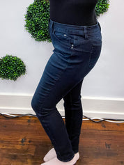 Mid Rise WannaBettaButt Non Distressed Tummy Control Skinny  by RFM - Super Dark Wash *FINAL SALE*