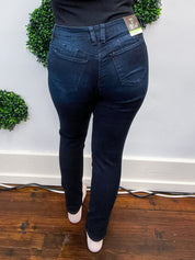 Mid Rise WannaBettaButt Non Distressed Tummy Control Skinny  by RFM - Super Dark Wash *FINAL SALE*