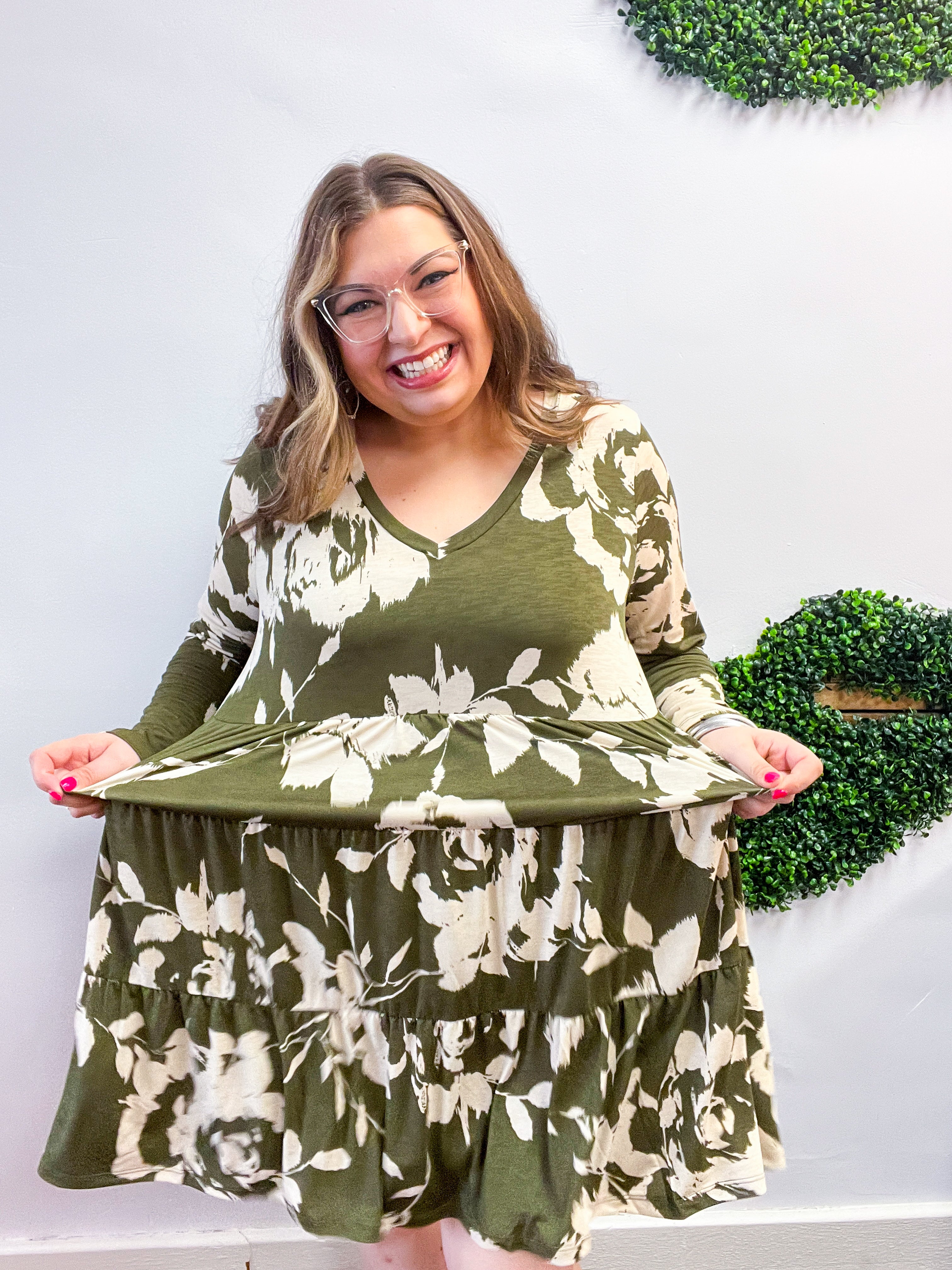 Olive Branch Bloom Tiered Dress