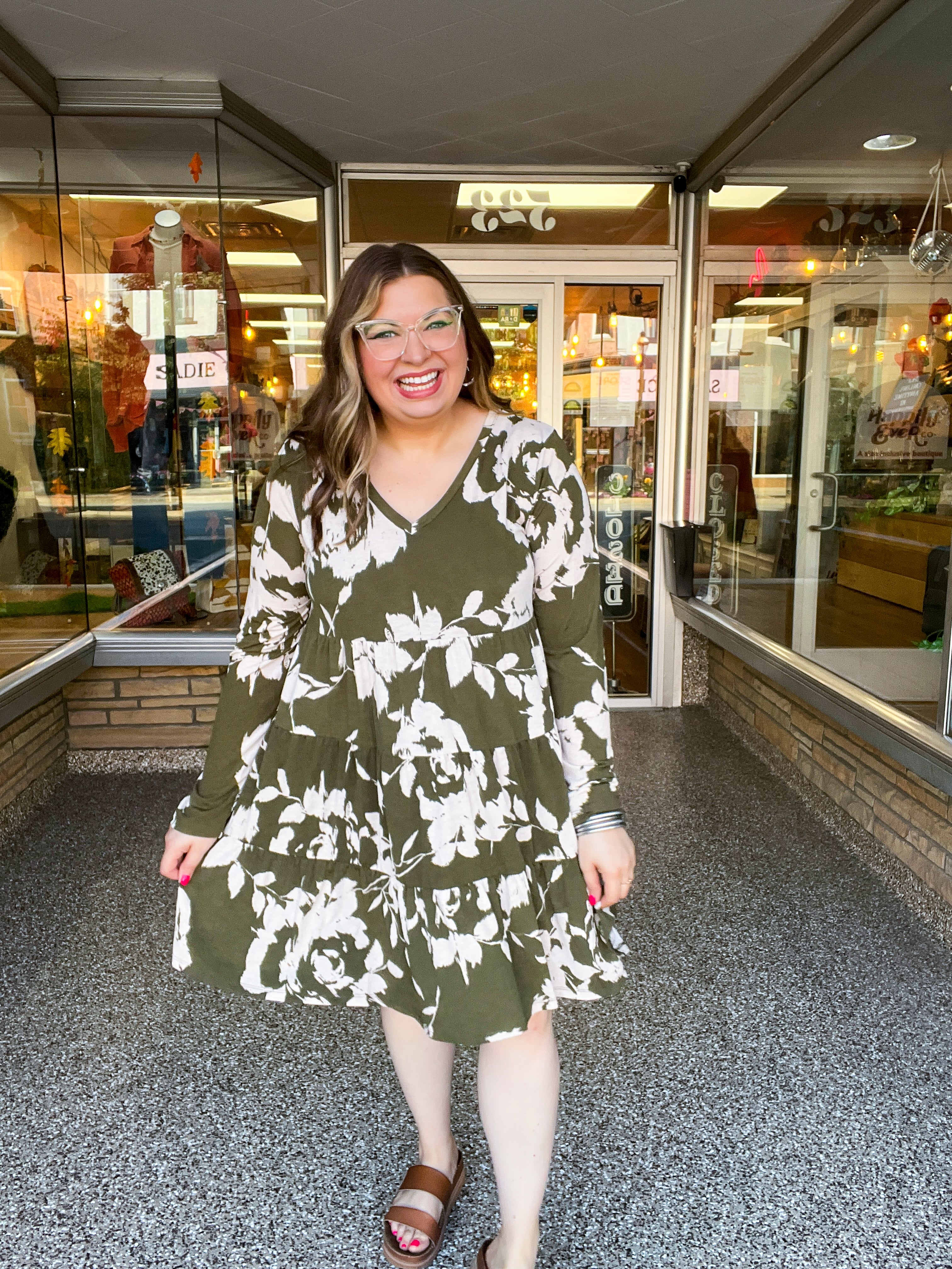 Olive Branch Bloom Tiered Dress