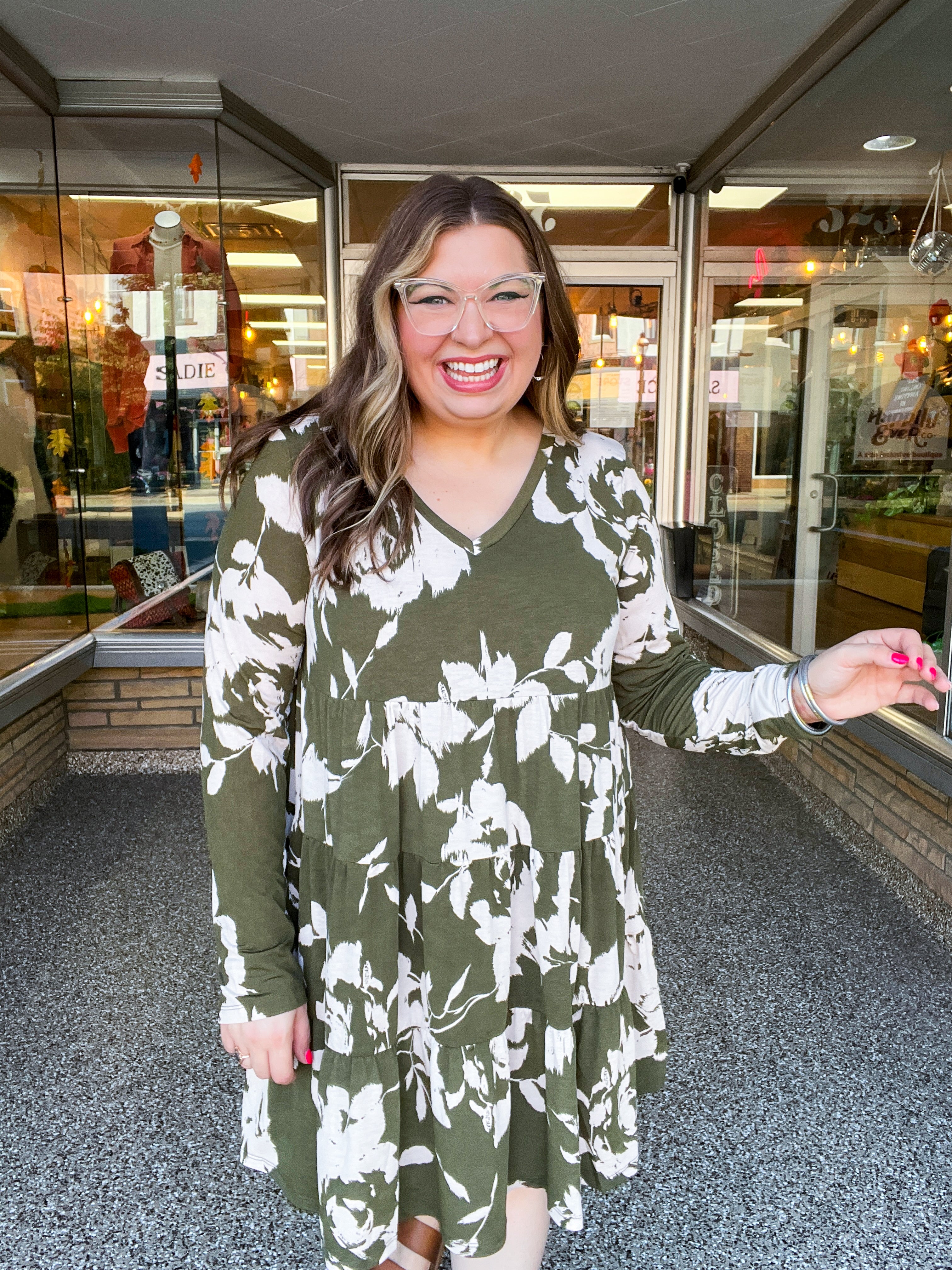 Olive Branch Bloom Tiered Dress