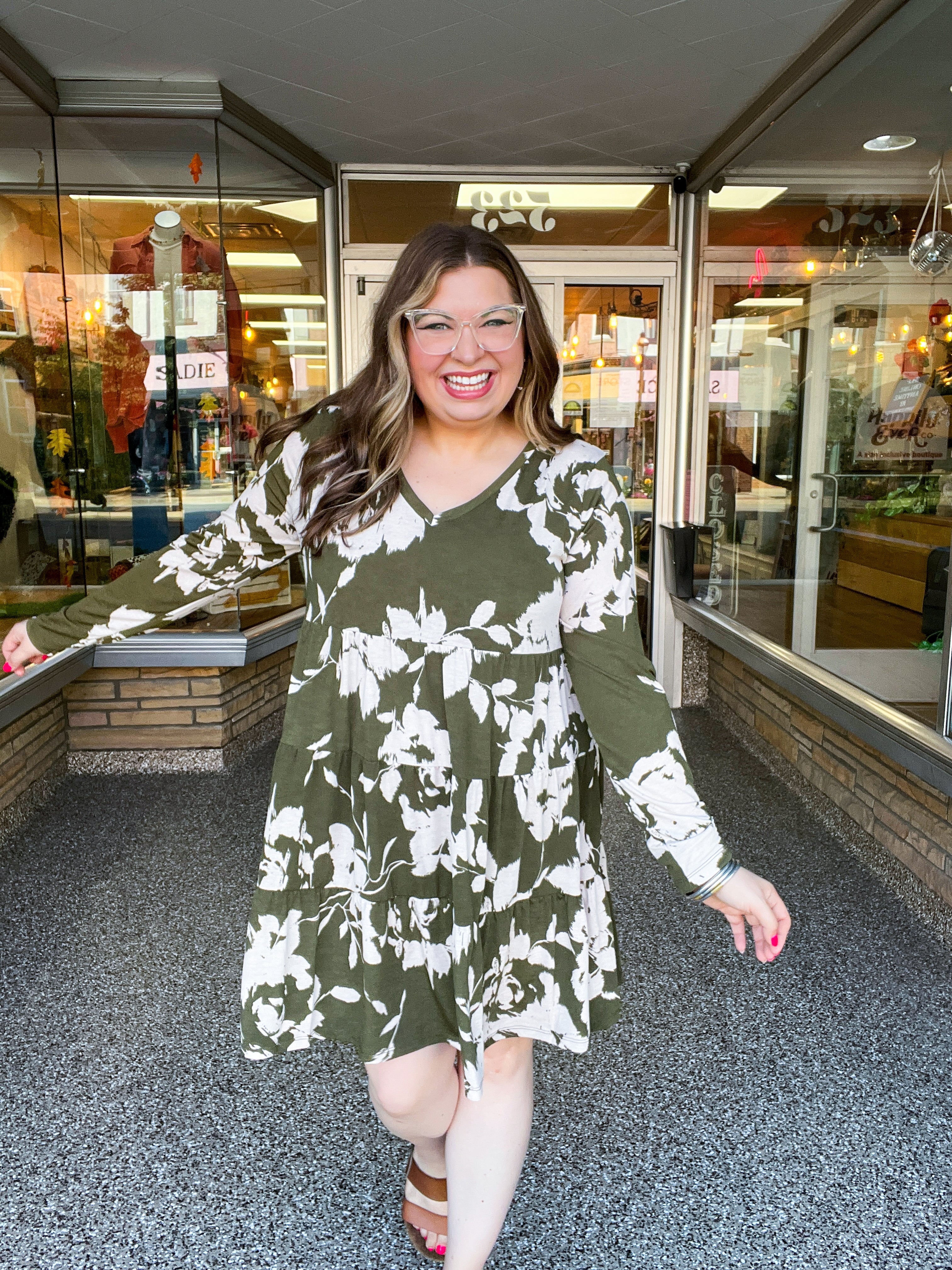 Olive Branch Bloom Tiered Dress