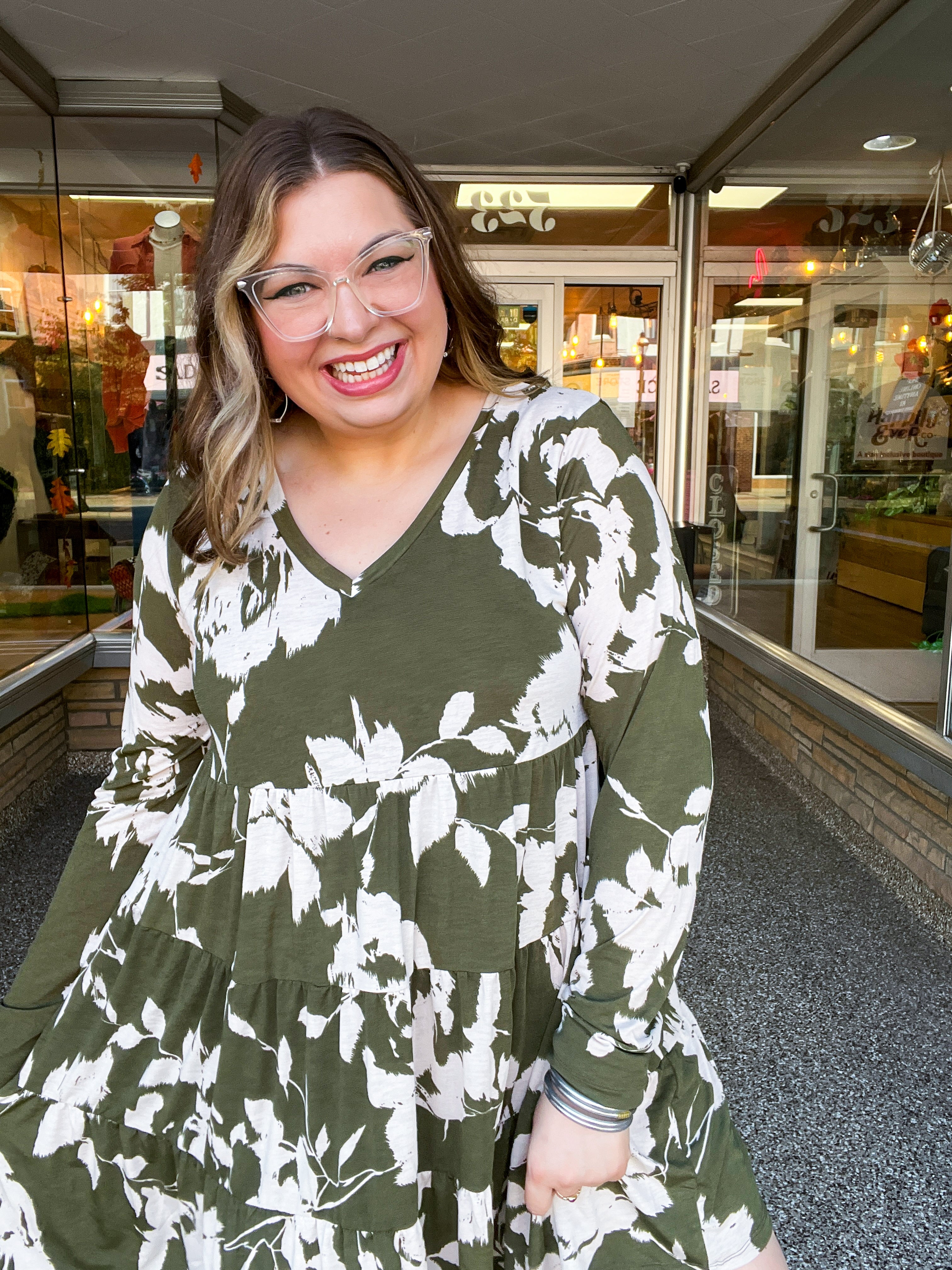 Olive Branch Bloom Tiered Dress