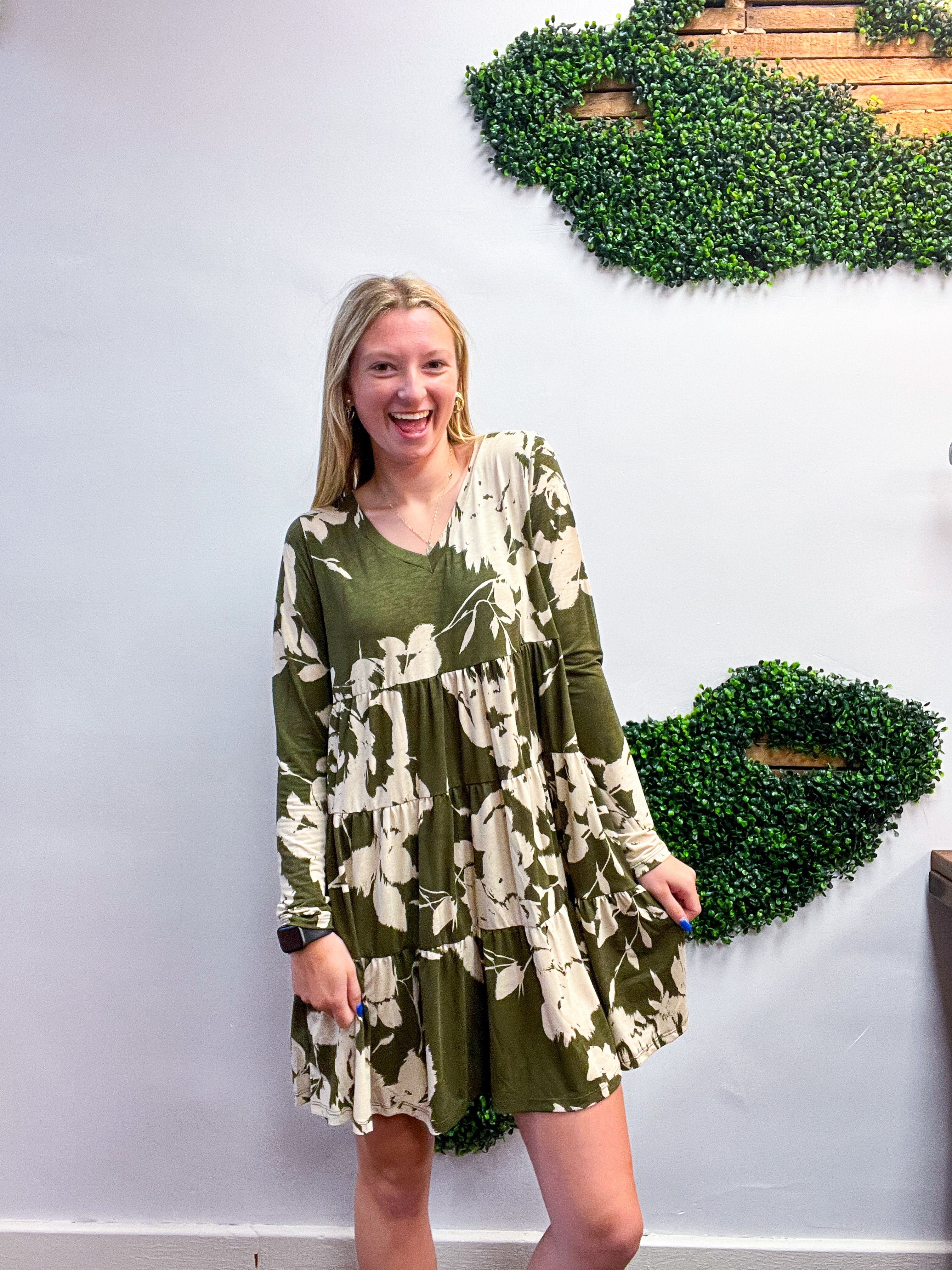 Olive Branch Bloom Tiered Dress