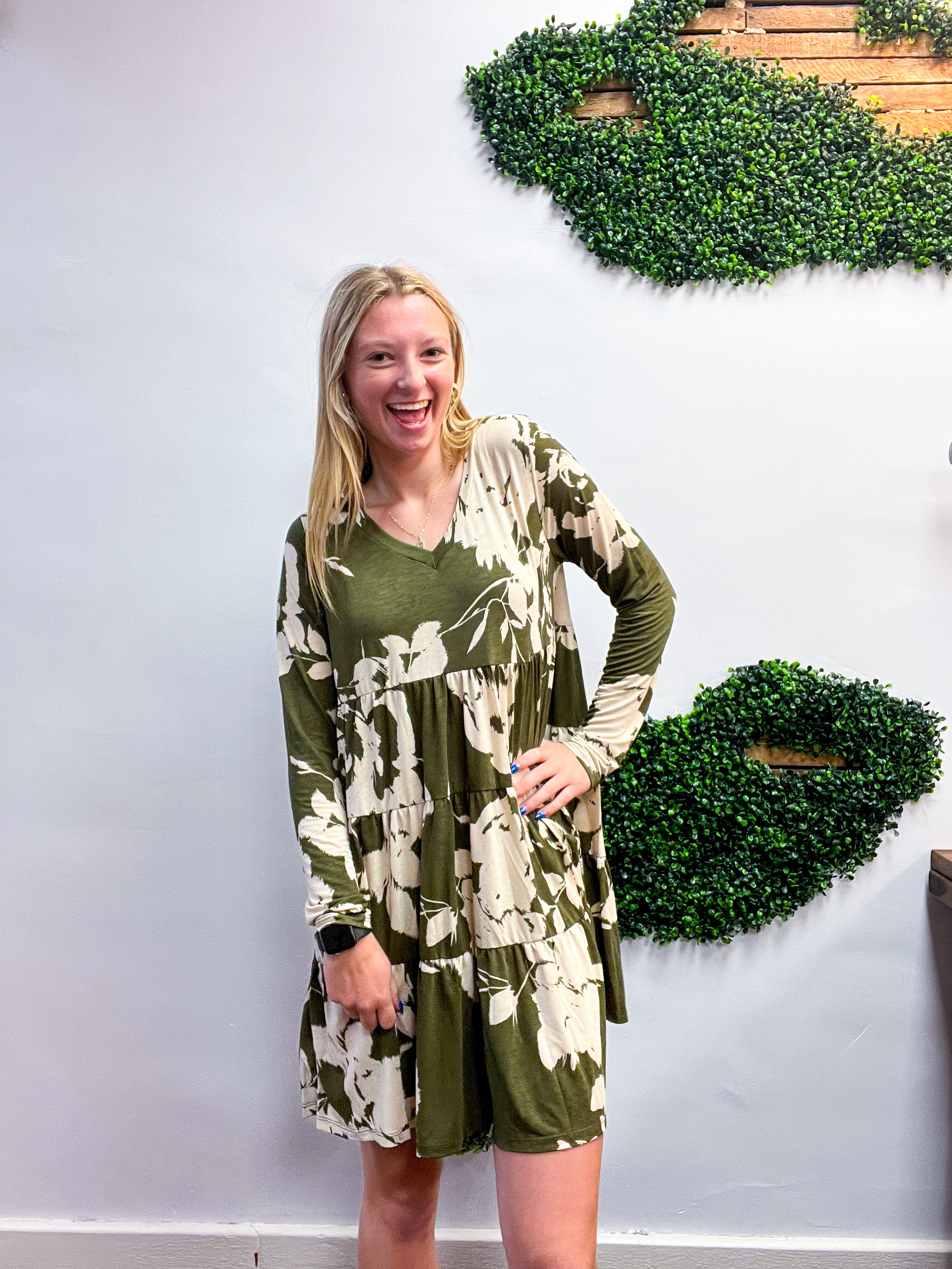 Olive Branch Bloom Tiered Dress