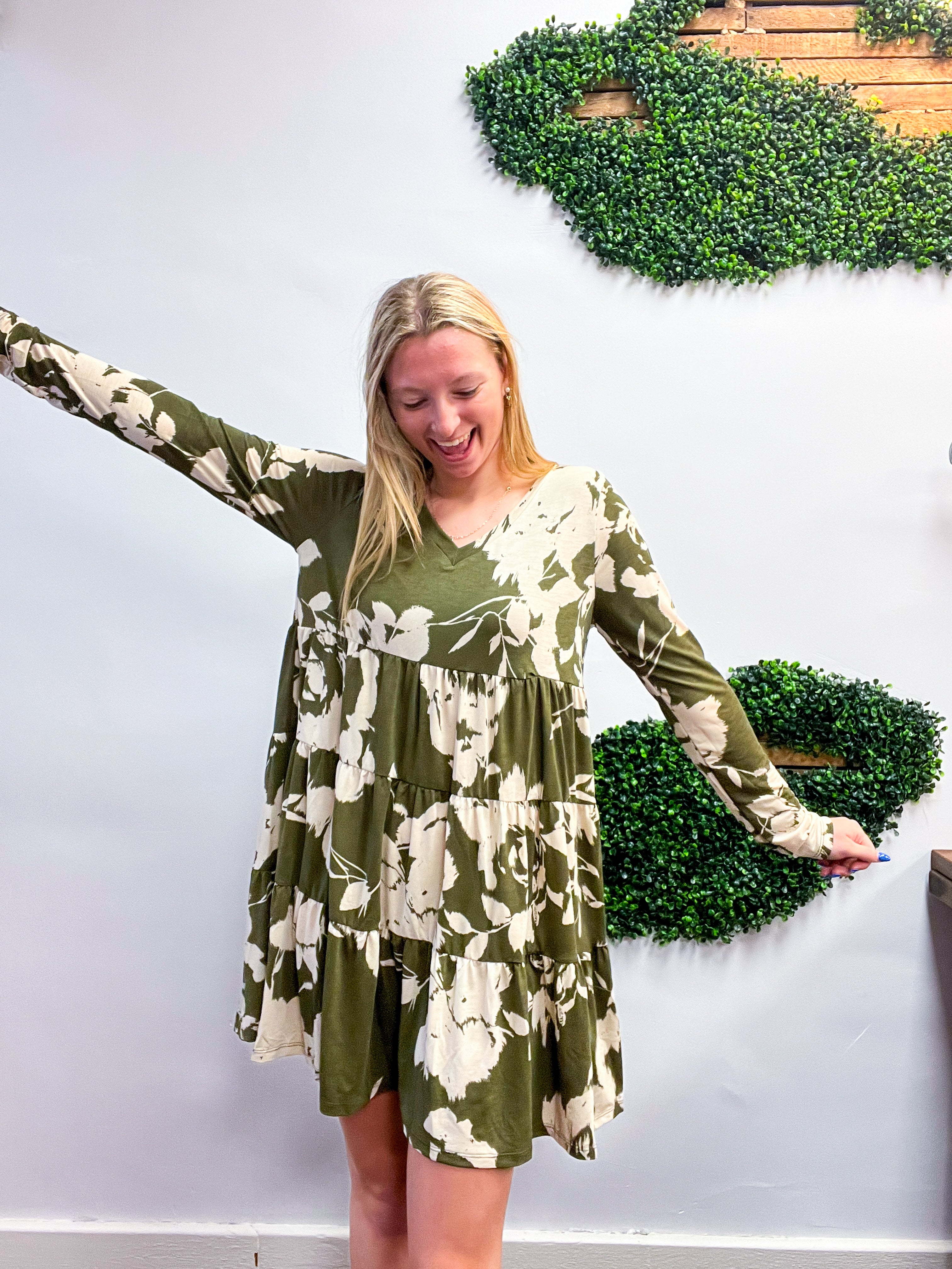 Olive Branch Bloom Tiered Dress
