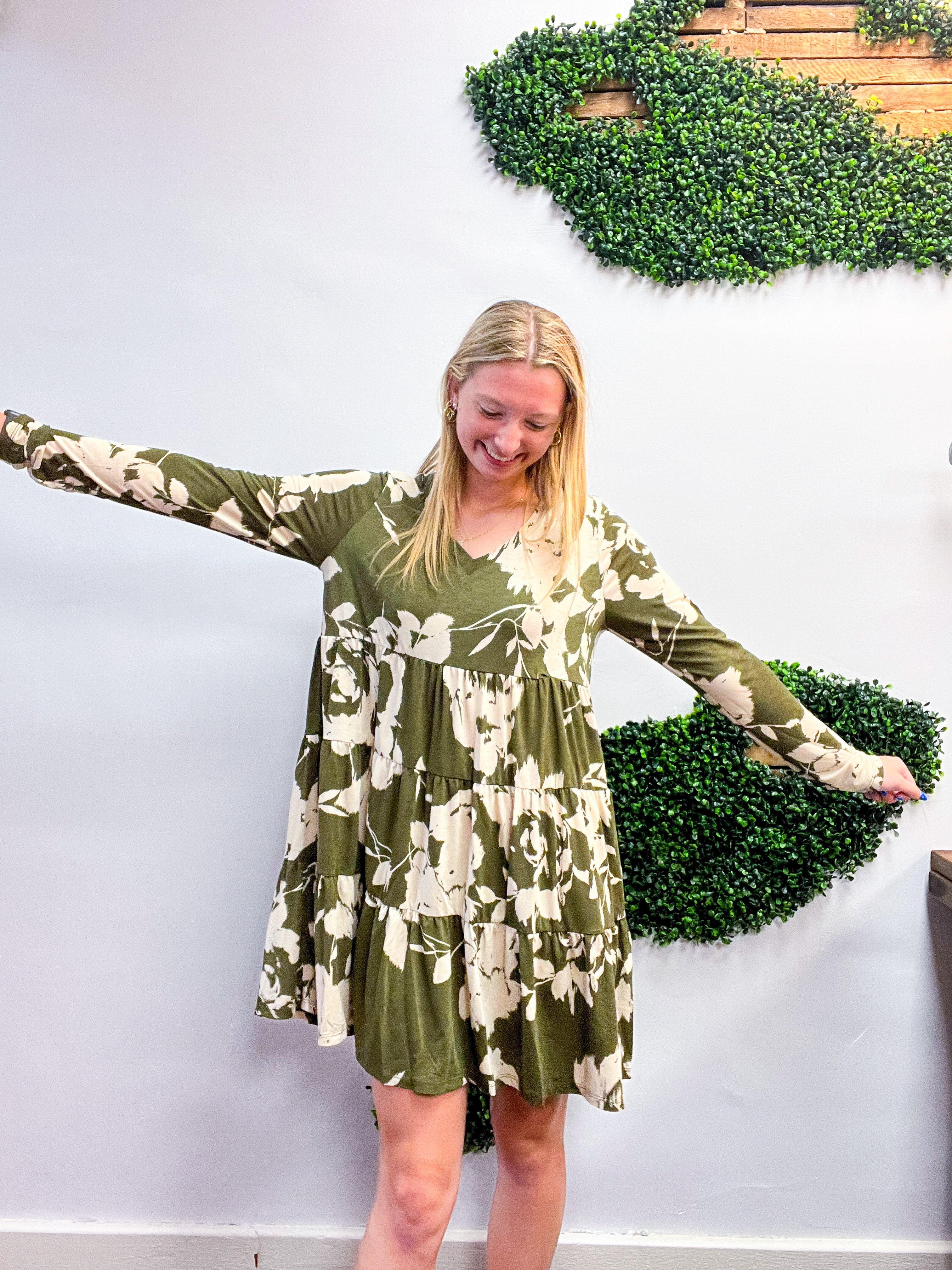 Olive Branch Bloom Tiered Dress