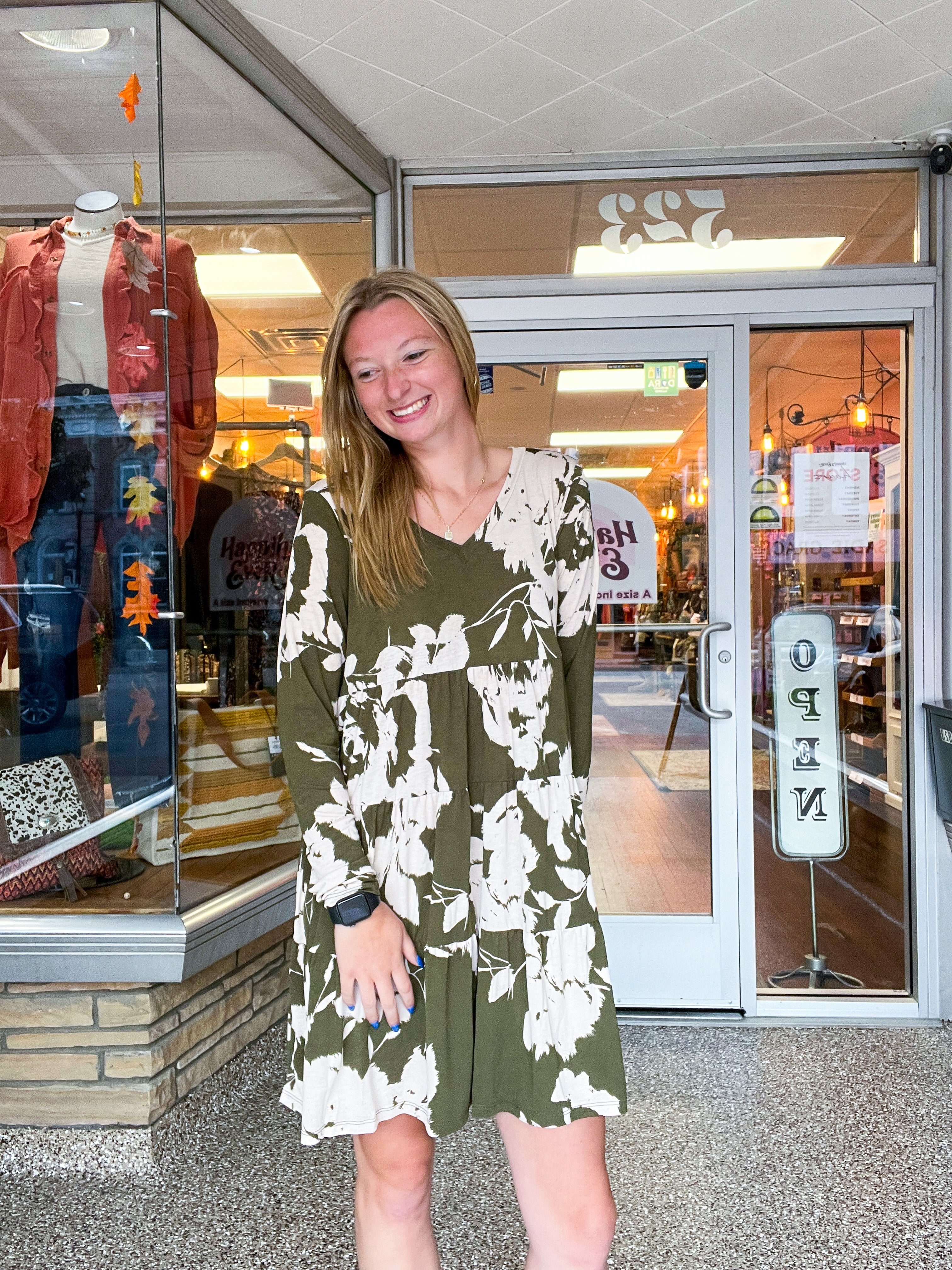 Olive Branch Bloom Tiered Dress
