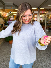 Meadow Ridge Drop Shoulder Sweater in Heather Grey