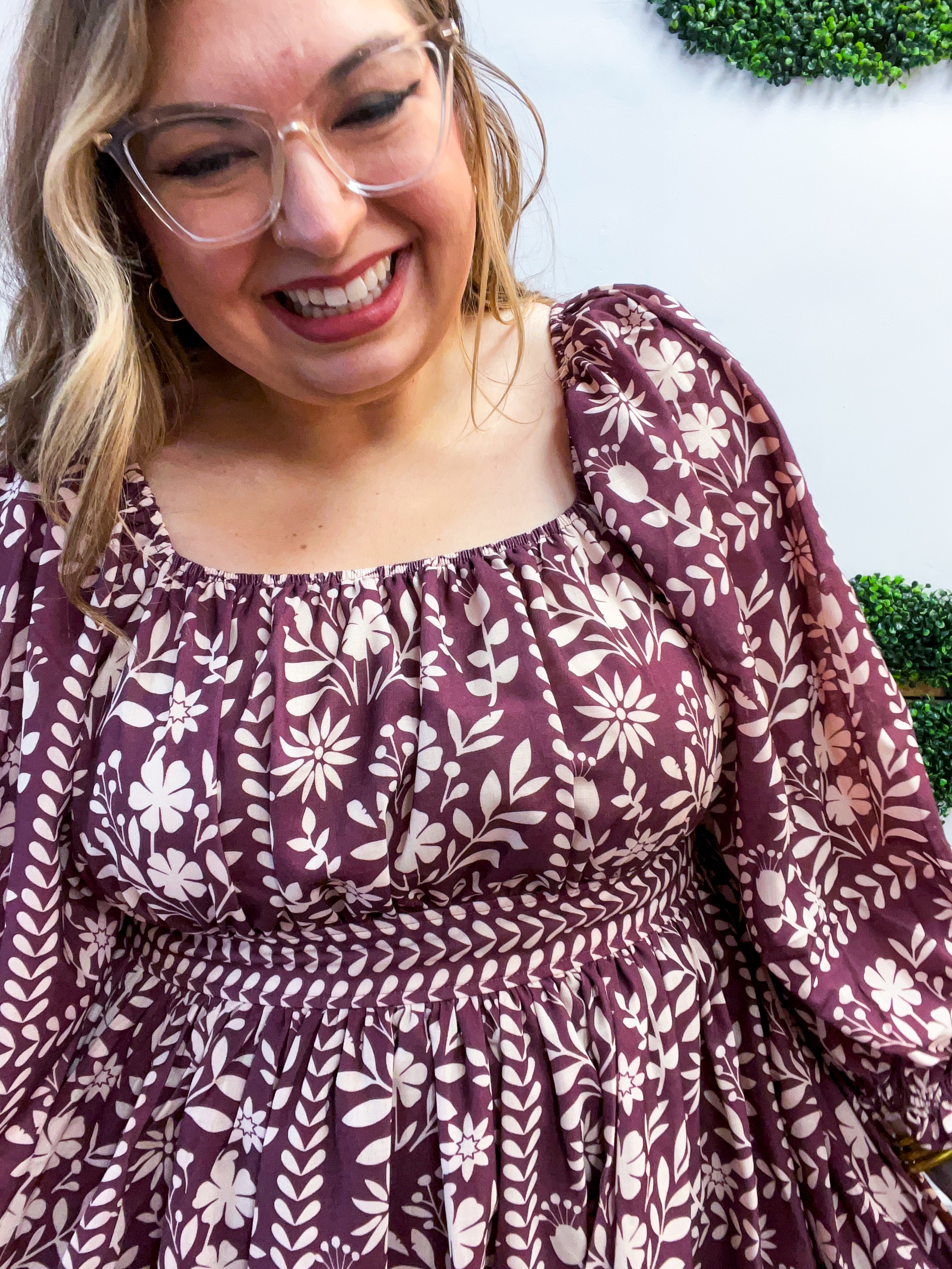 Blooming Borders Dress in Wine & Cream