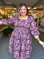Blooming Borders Dress in Wine & Cream