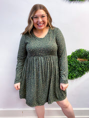 Fields of Spots Dress in Olive