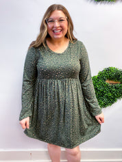Fields of Spots Dress in Olive