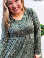 Fields of Spots Dress in Olive