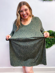 Fields of Spots Dress in Olive