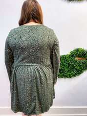Fields of Spots Dress in Olive
