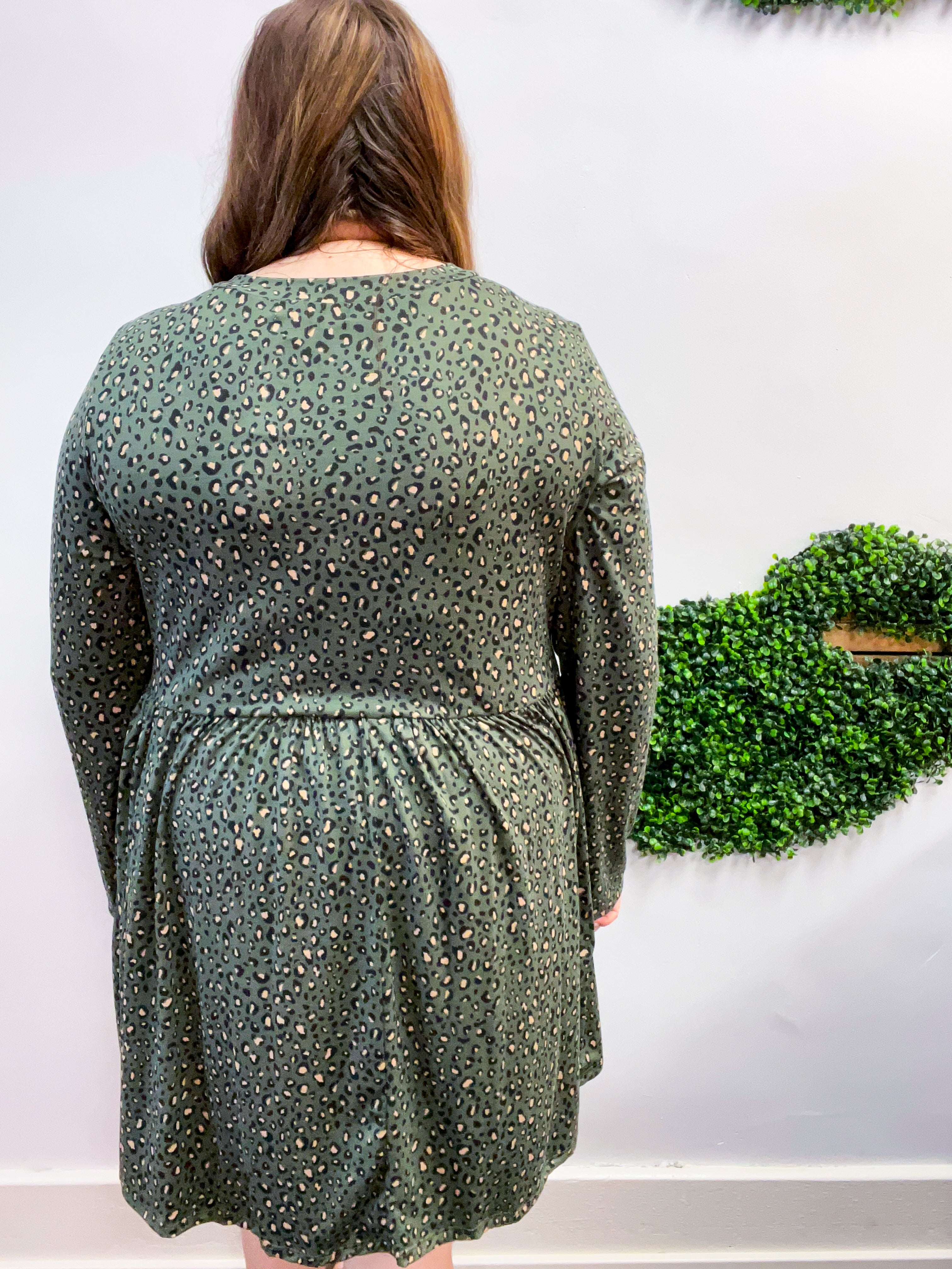 Fields of Spots Dress in Olive