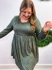 Fields of Spots Dress in Olive