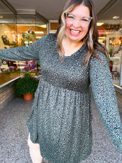 Fields of Spots Dress in Olive
