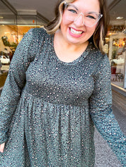 Fields of Spots Dress in Olive