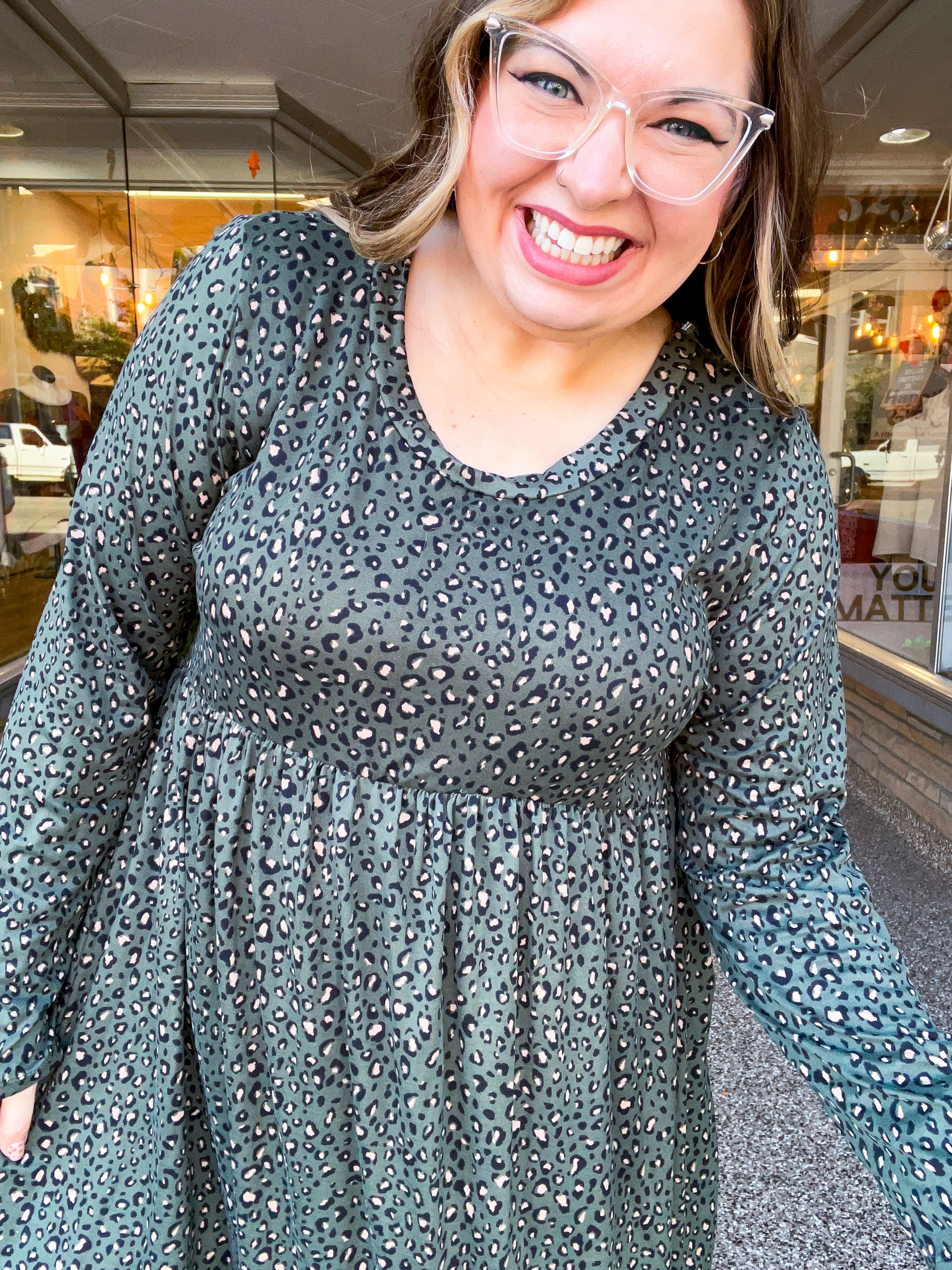 Fields of Spots Dress in Olive