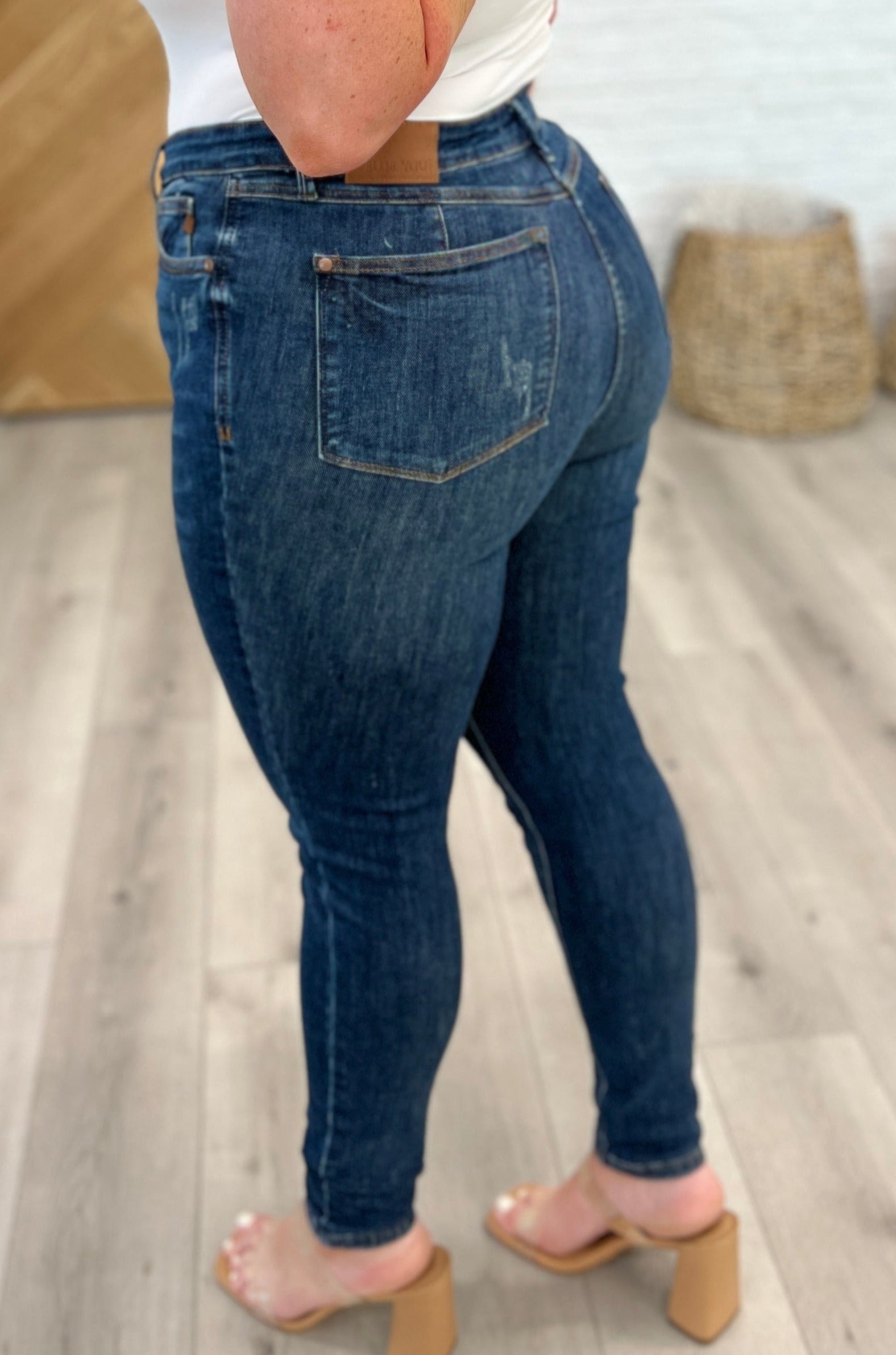 High Rise No Holes Tummy Control Skinny Judy Blue Jeans