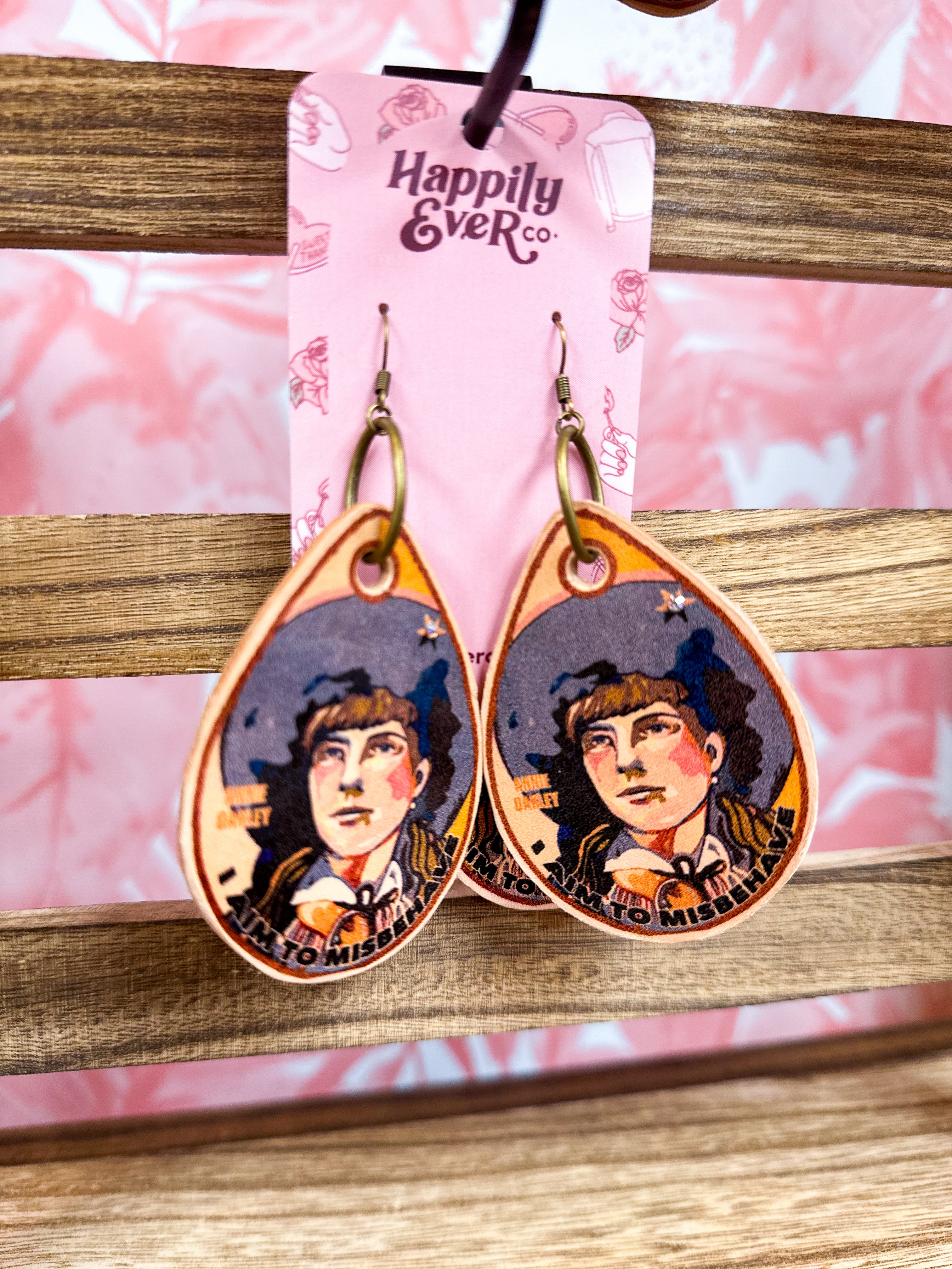 Annie Oakley Leather Earrings