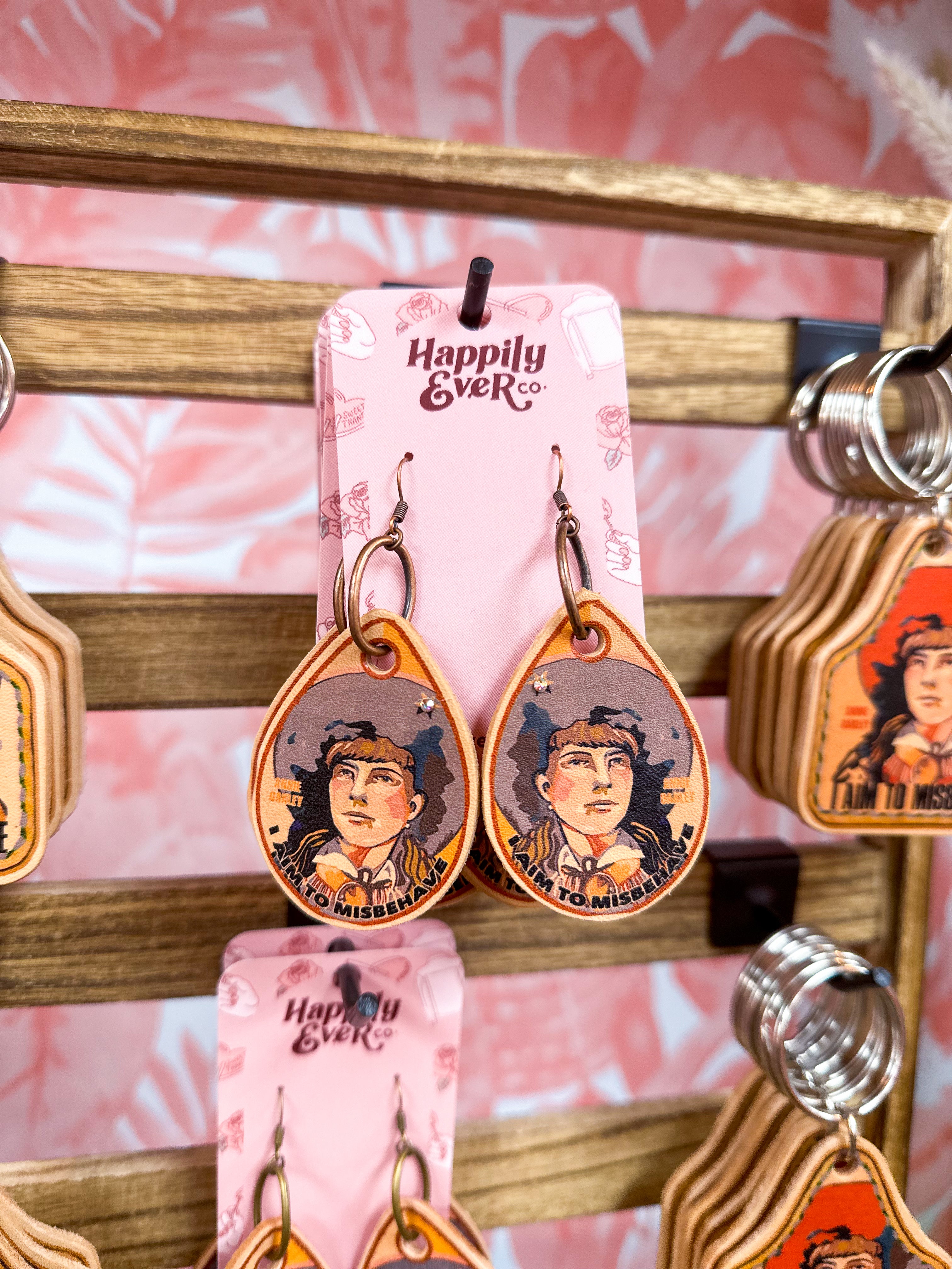 Annie Oakley Leather Earrings