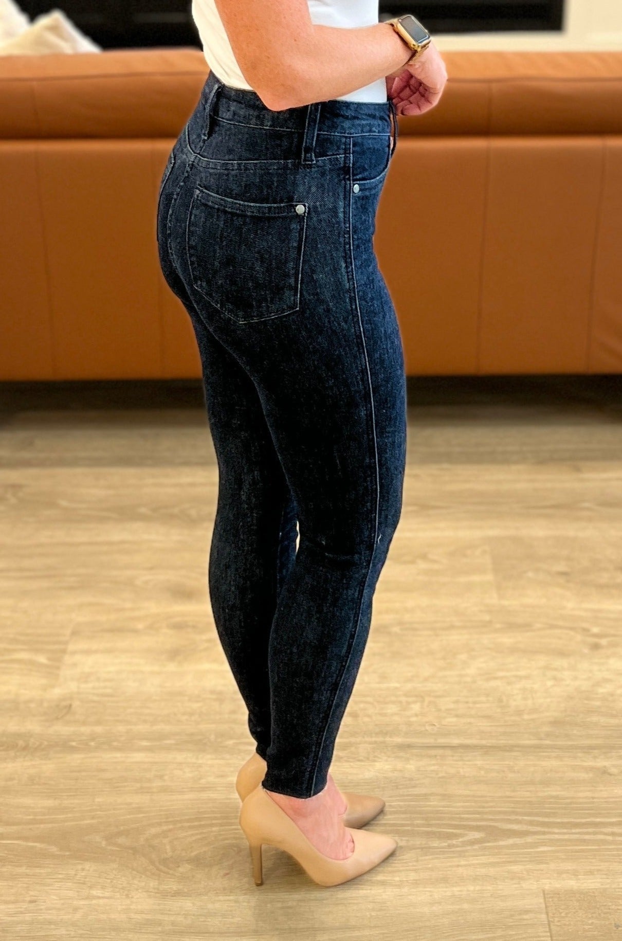 High Rise Dark Wash Tummy Control Judy Blue Skinny Jeans