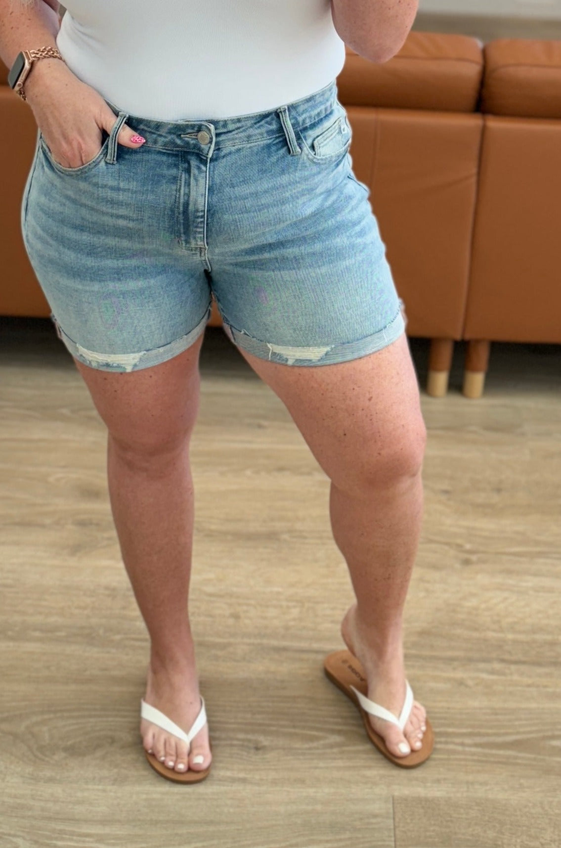 High Rise Distressed Cuffed Cutoff Judy Blue Shorts