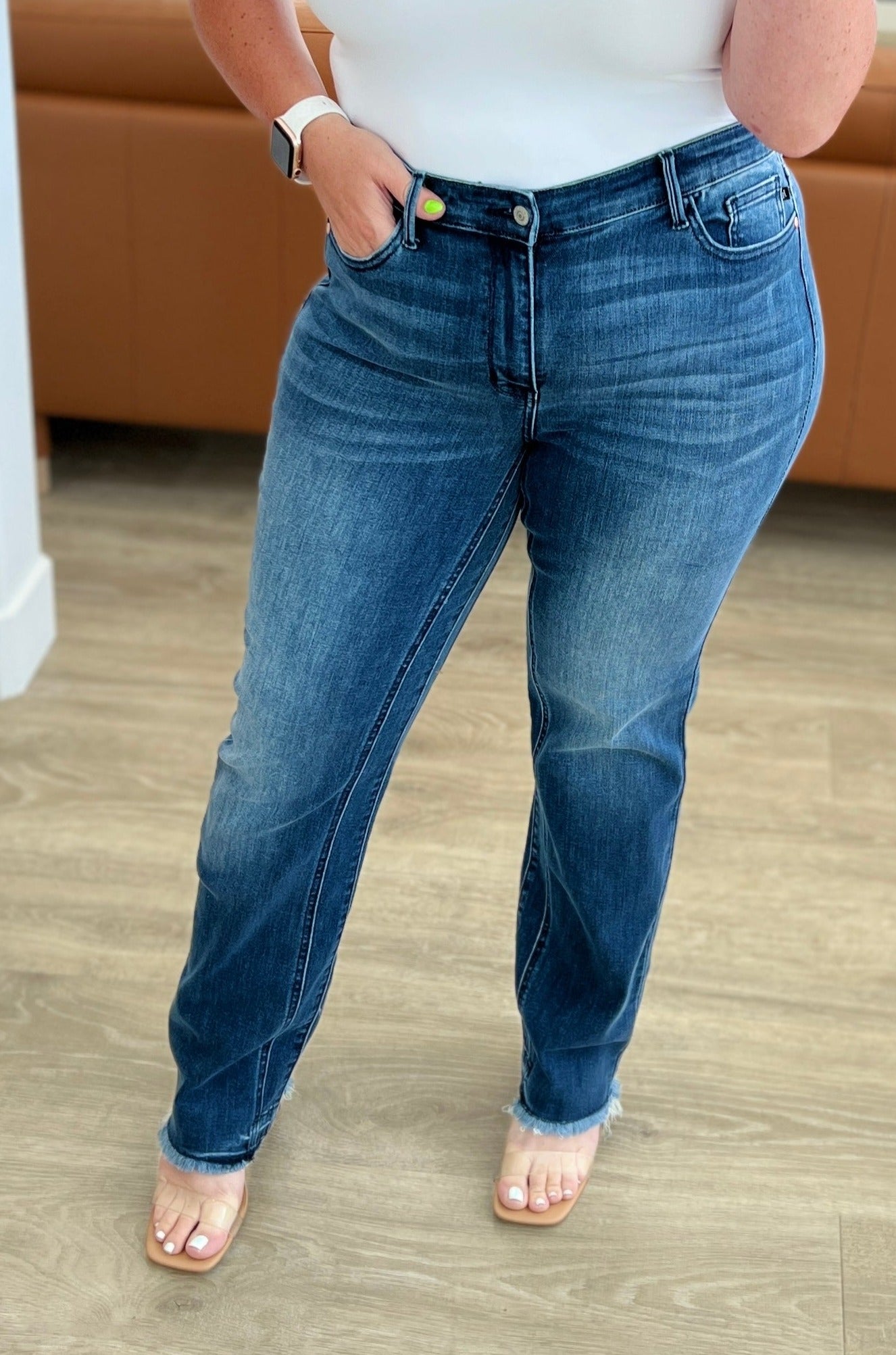 High Rise Release Hem Straight Judy Blue Jeans