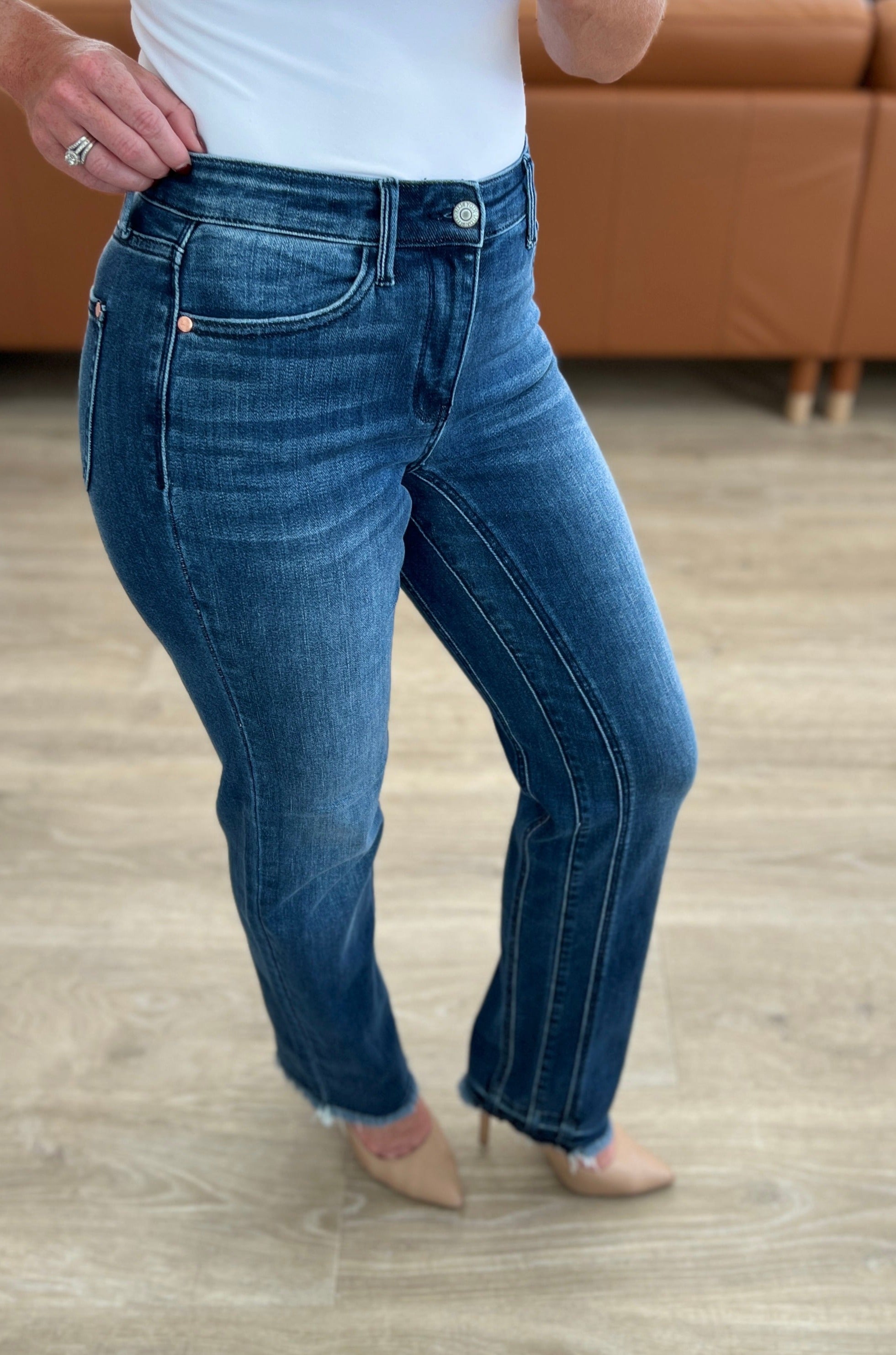 High Rise Release Hem Straight Judy Blue Jeans