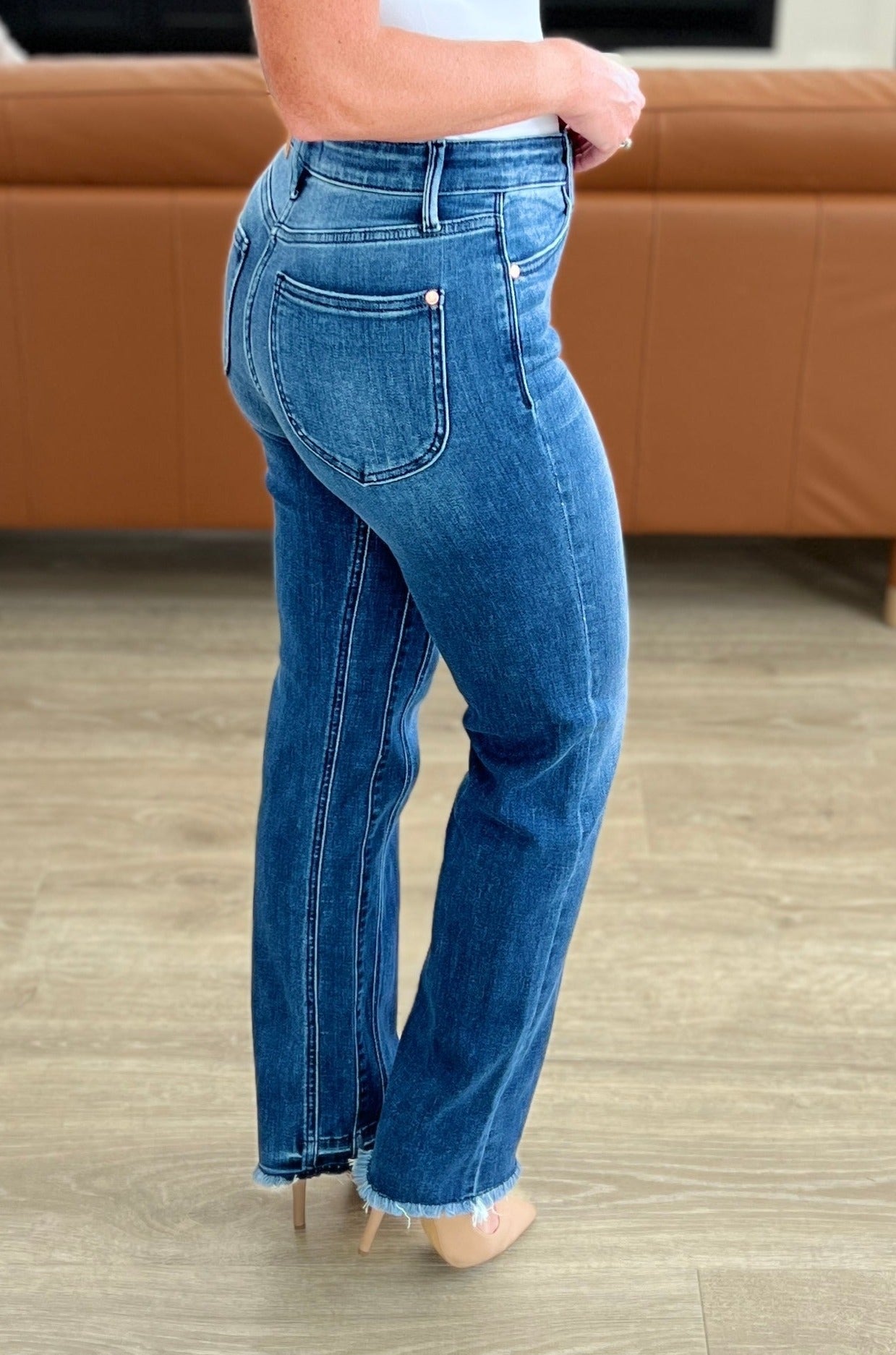 High Rise Release Hem Straight Judy Blue Jeans