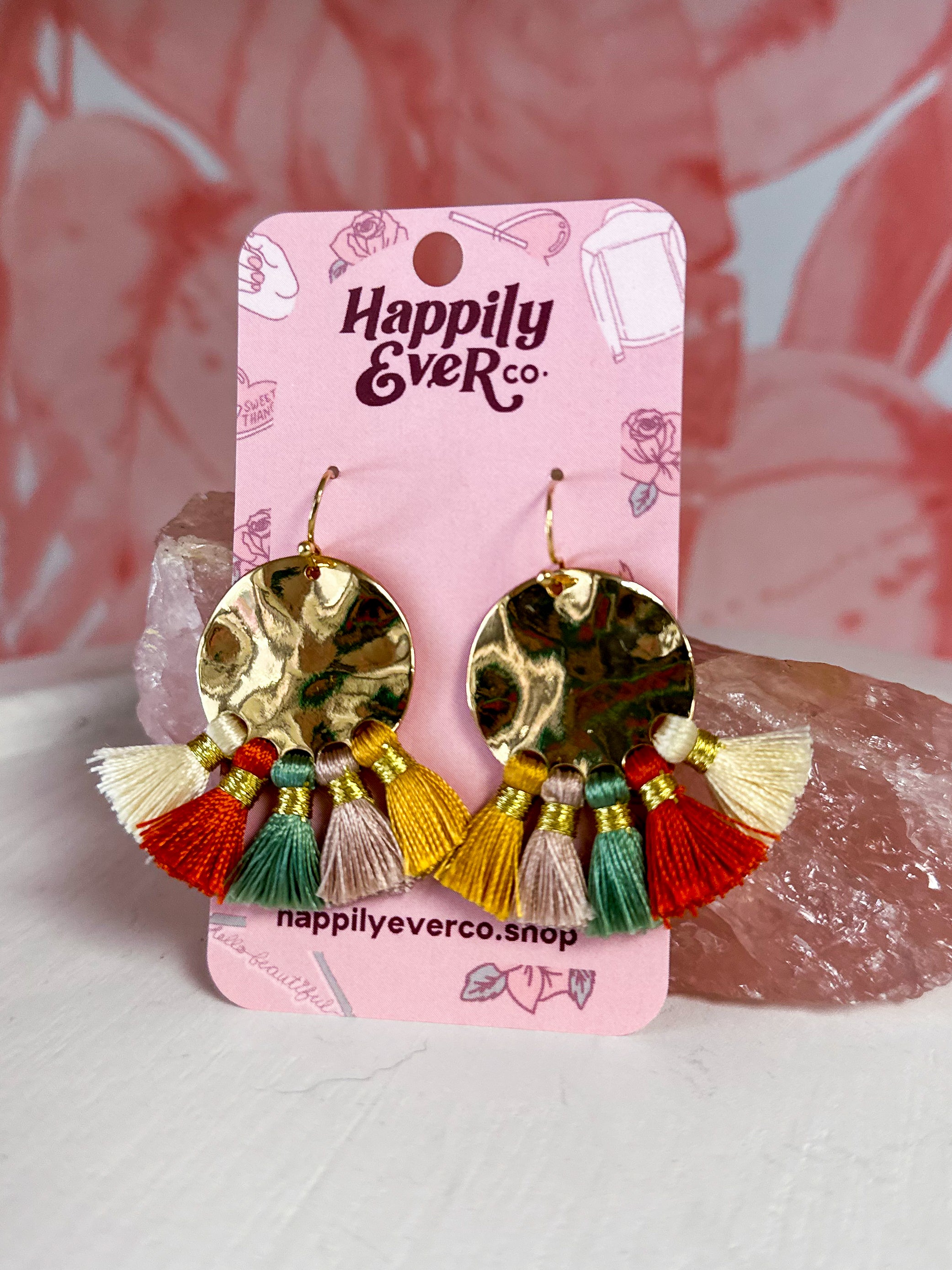 Hammered Disc & Tassel Earrings - Harvest *Final Sale*
